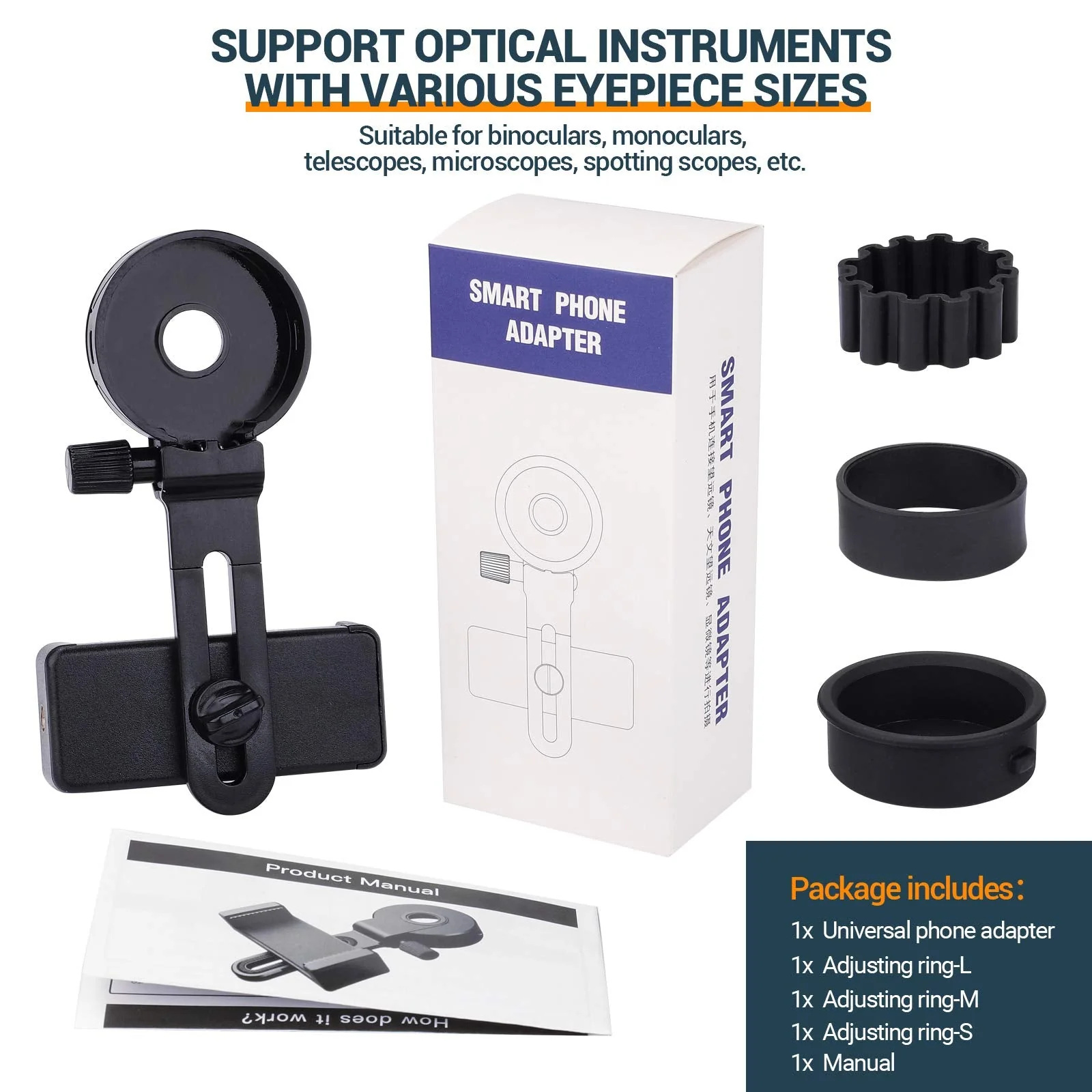 LAKWAR Telescope Phone Adapter, Universal Cell Phone Mount Compatible Binoculars, Monocular, Microscope, Spotting Scope, Telescope, Smartphone Holder Clip Bracket Fits Almost of Mobile Phones - Image 5