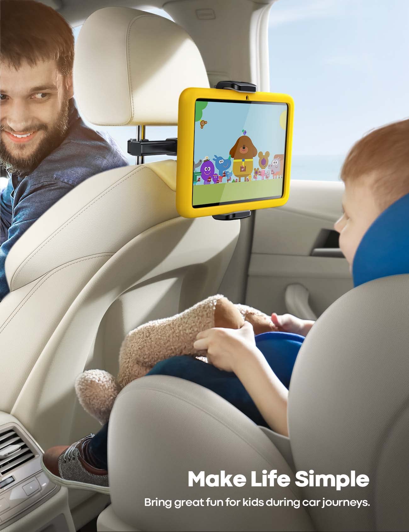Lamicall Car Tablet Mount, Headrest Tablet Holder - Car Back Seat Travel Tablet Stand for Kids, Compatible with iPad Pro Air Mini, Galaxy Tab, Fire HD, 4.7-13" Cell Phone, Tablets and Devices Black - Image 2