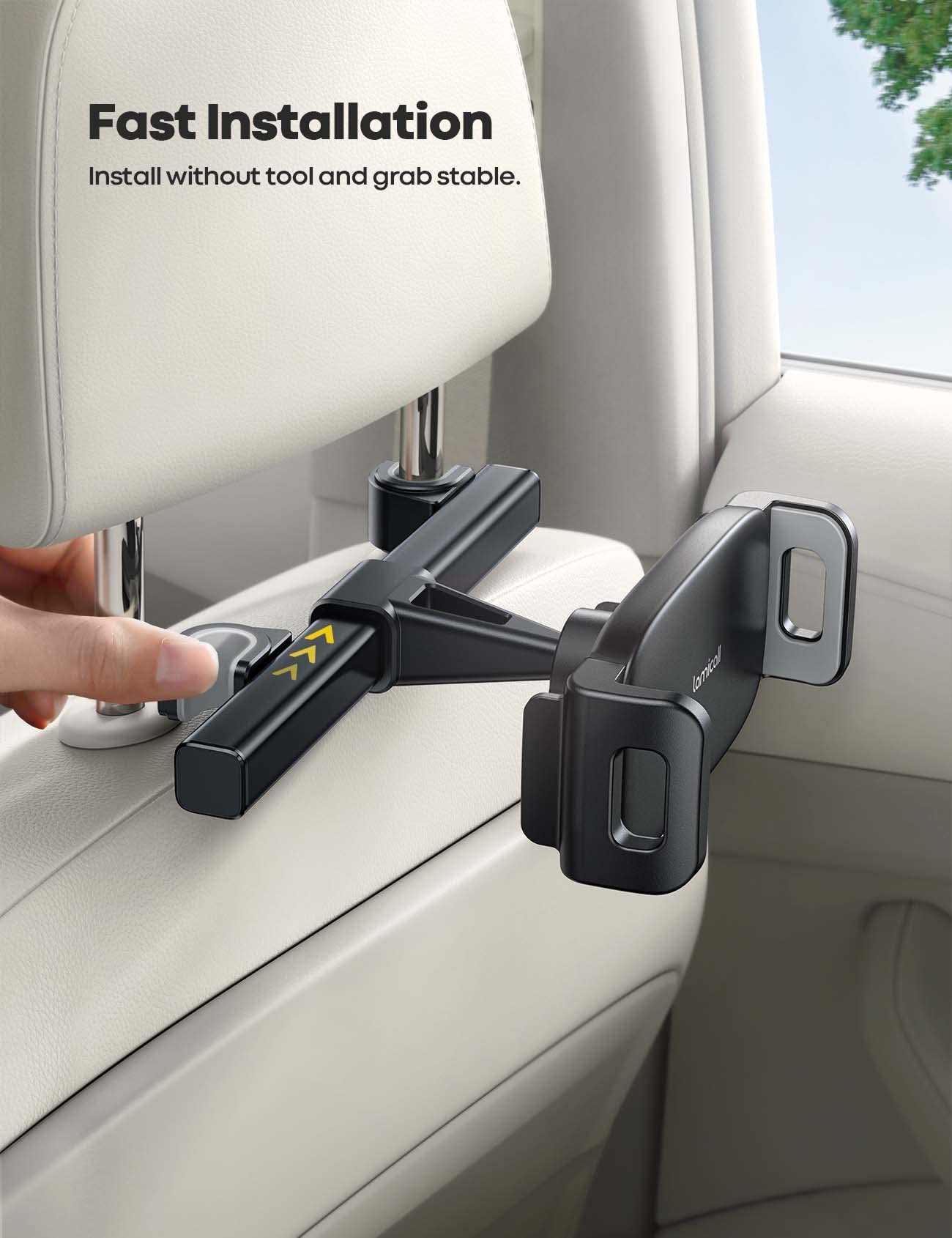 Lamicall Car Tablet Mount, Headrest Tablet Holder - Car Back Seat Travel Tablet Stand for Kids, Compatible with iPad Pro Air Mini, Galaxy Tab, Fire HD, 4.7-13" Cell Phone, Tablets and Devices Black - Image 3