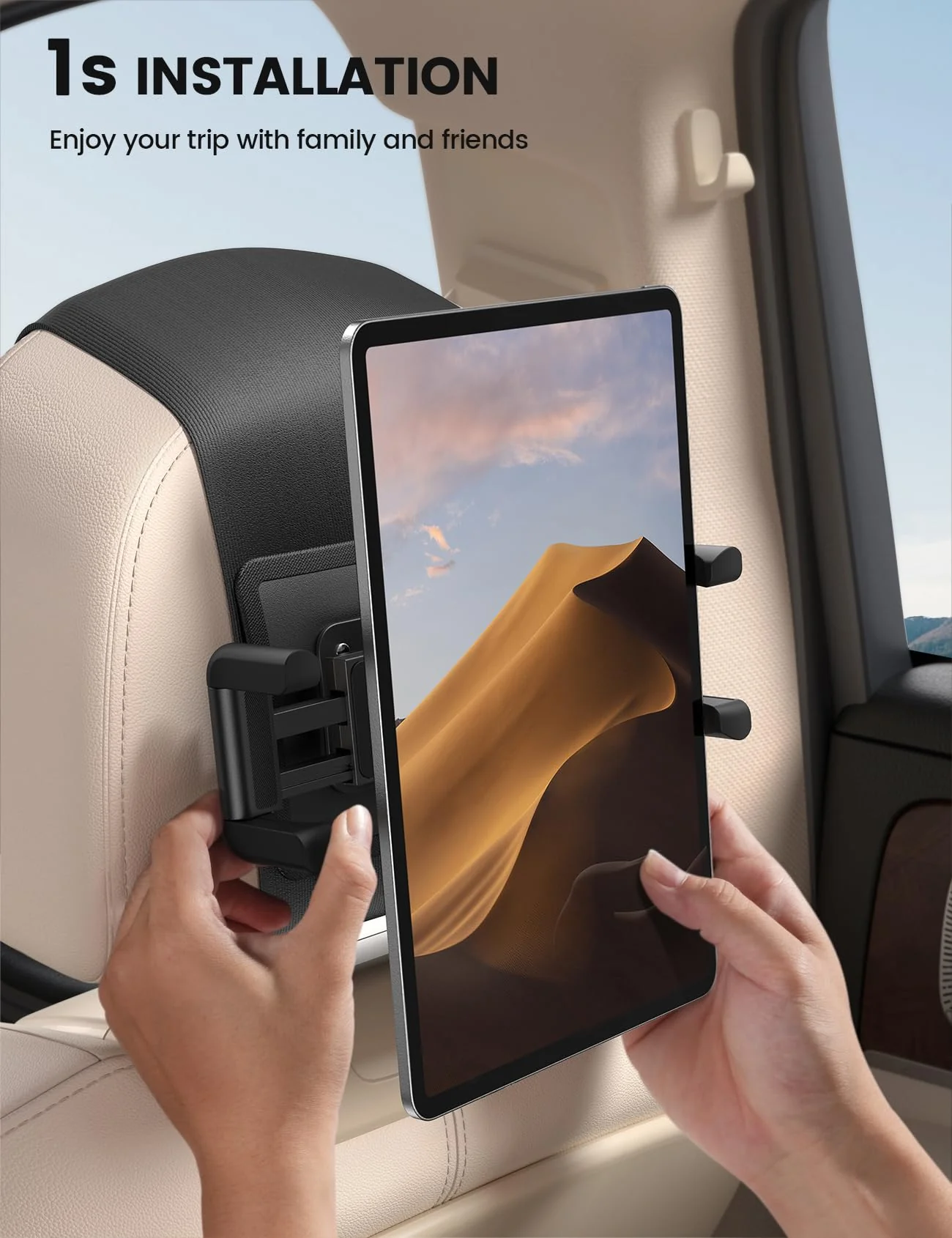 Lamicall Tablet Holder for Car Headrest - [Thick Case Friendly] [360° Rotation] Car Tablet Mount for Backseat, Road Trip Essentials for Kids, for iPad Pro, Air, Mini, Galaxy, Fire HD, 6.1-13" Tablets - Image 6