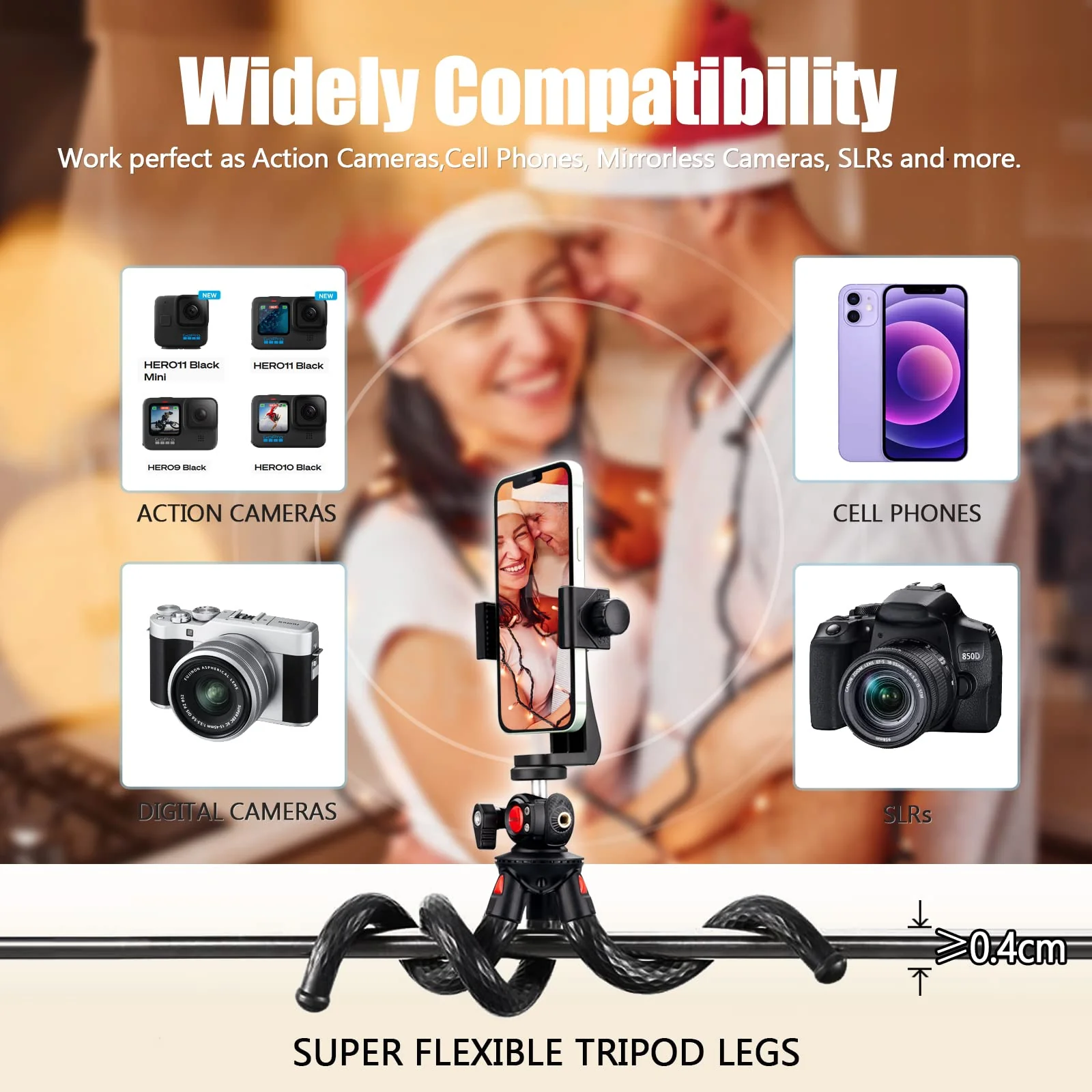 Lammcou Phone Flexible Tripod Actioncam Lightweight Vlogging Bendable Travel Octopus Gorilla Portable Mini Tripods DSLR Hero 12 11 10 trípode for Vlogging Video Recording - Image 2