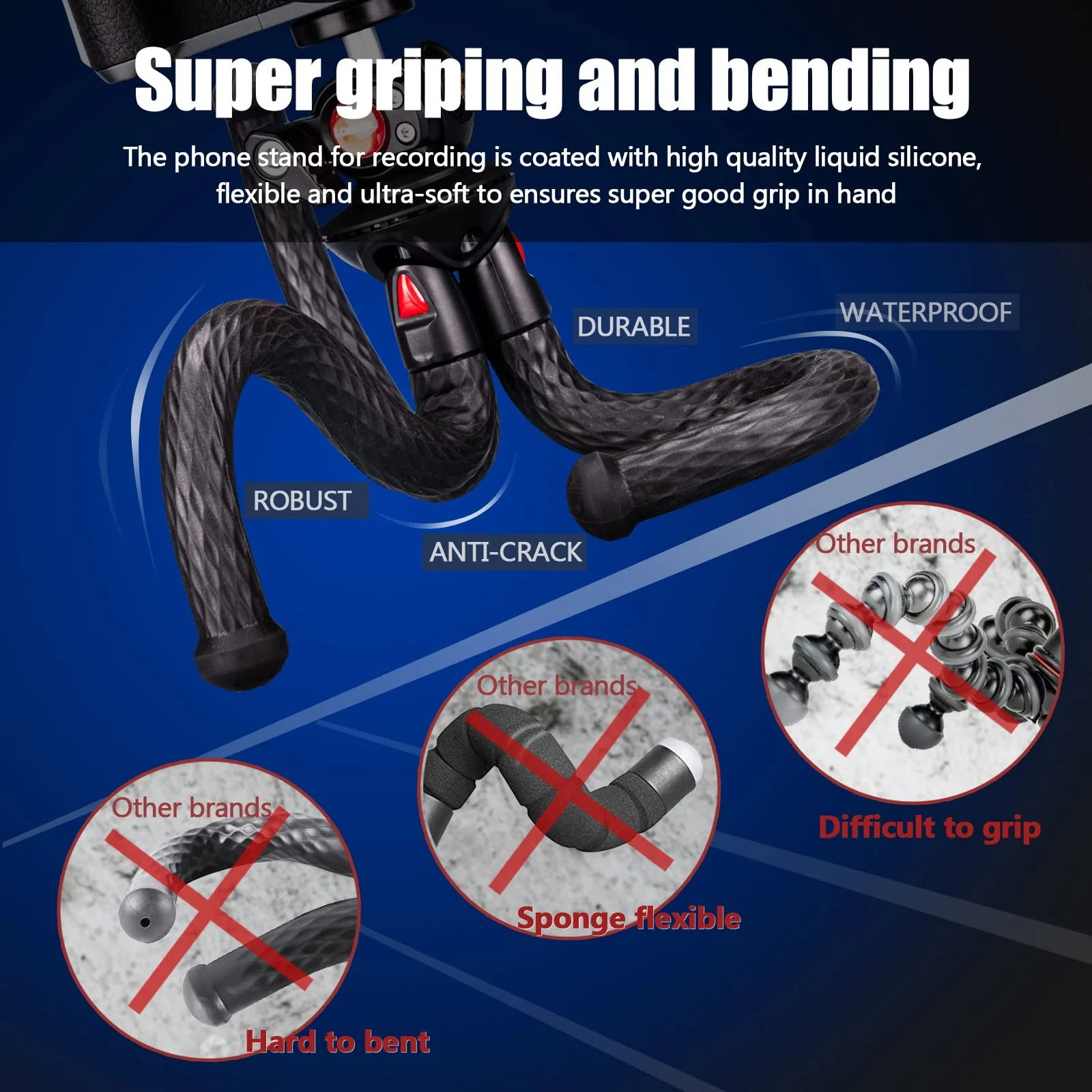 Lammcou Phone Flexible Tripod Actioncam Lightweight Vlogging Bendable Travel Octopus Gorilla Portable Mini Tripods DSLR Hero 12 11 10 trípode for Vlogging Video Recording - Image 7