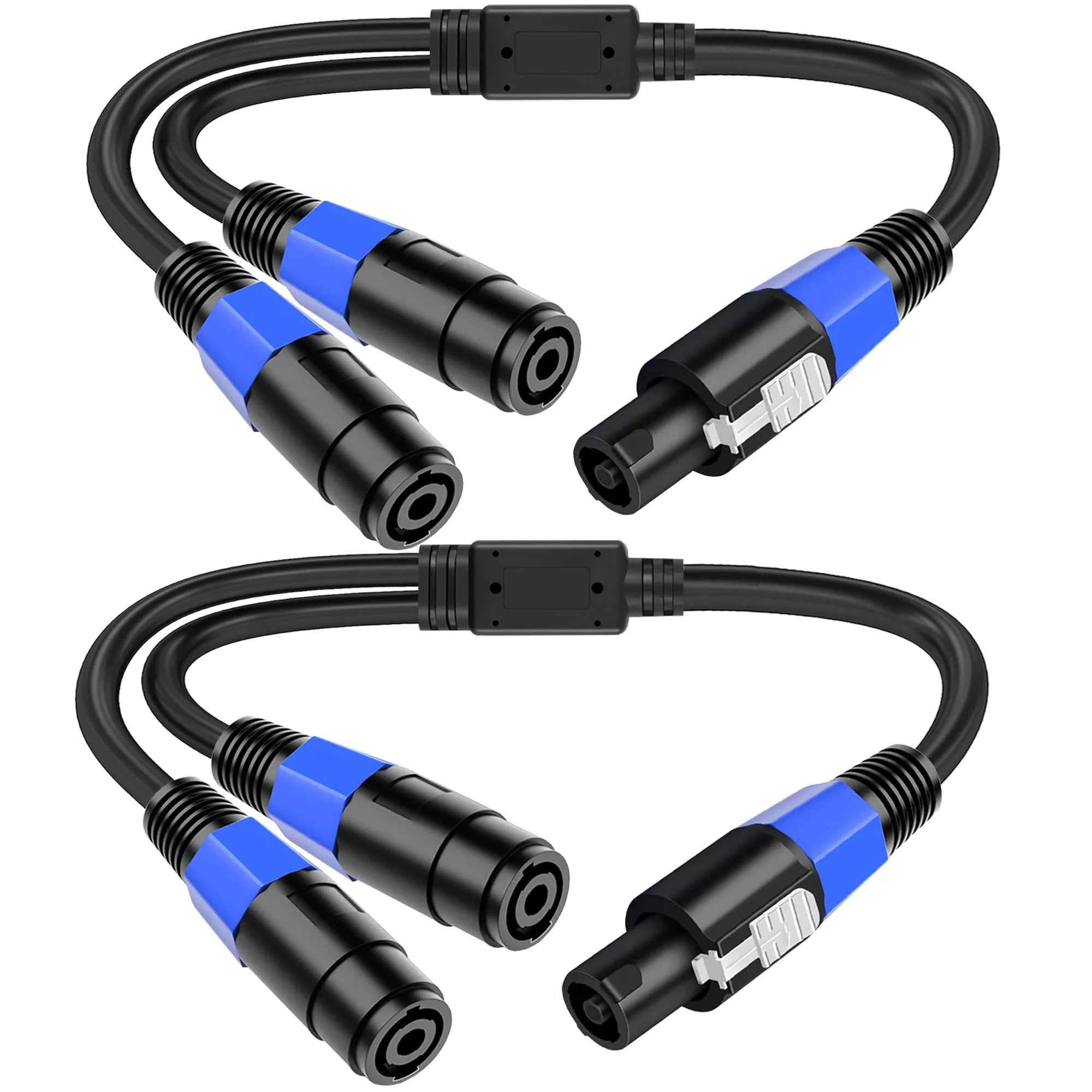 LanSenSu Speakon Splitter Cable,1 Male to 2 Female XLR Y Splitter Speakon Splitter Cable Speakon 1-Male to 2-Female(2Pack)