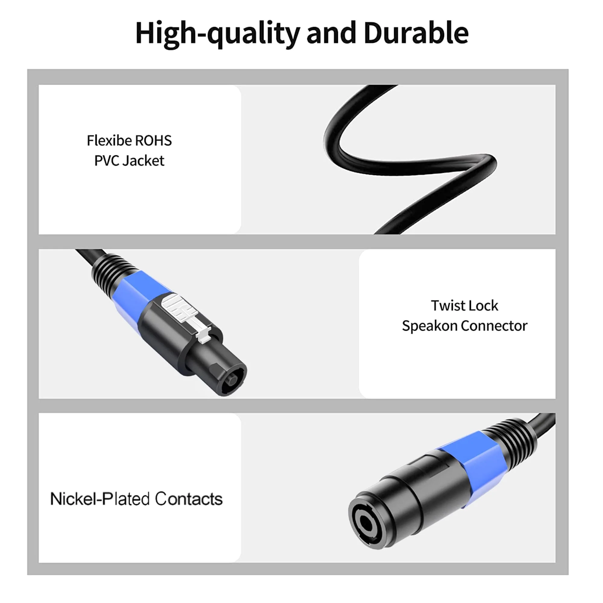 LanSenSu Speakon Splitter Cable,1 Male to 2 Female XLR Y Splitter Speakon Splitter Cable Speakon 1-Male to 2-Female(2Pack) - Image 8