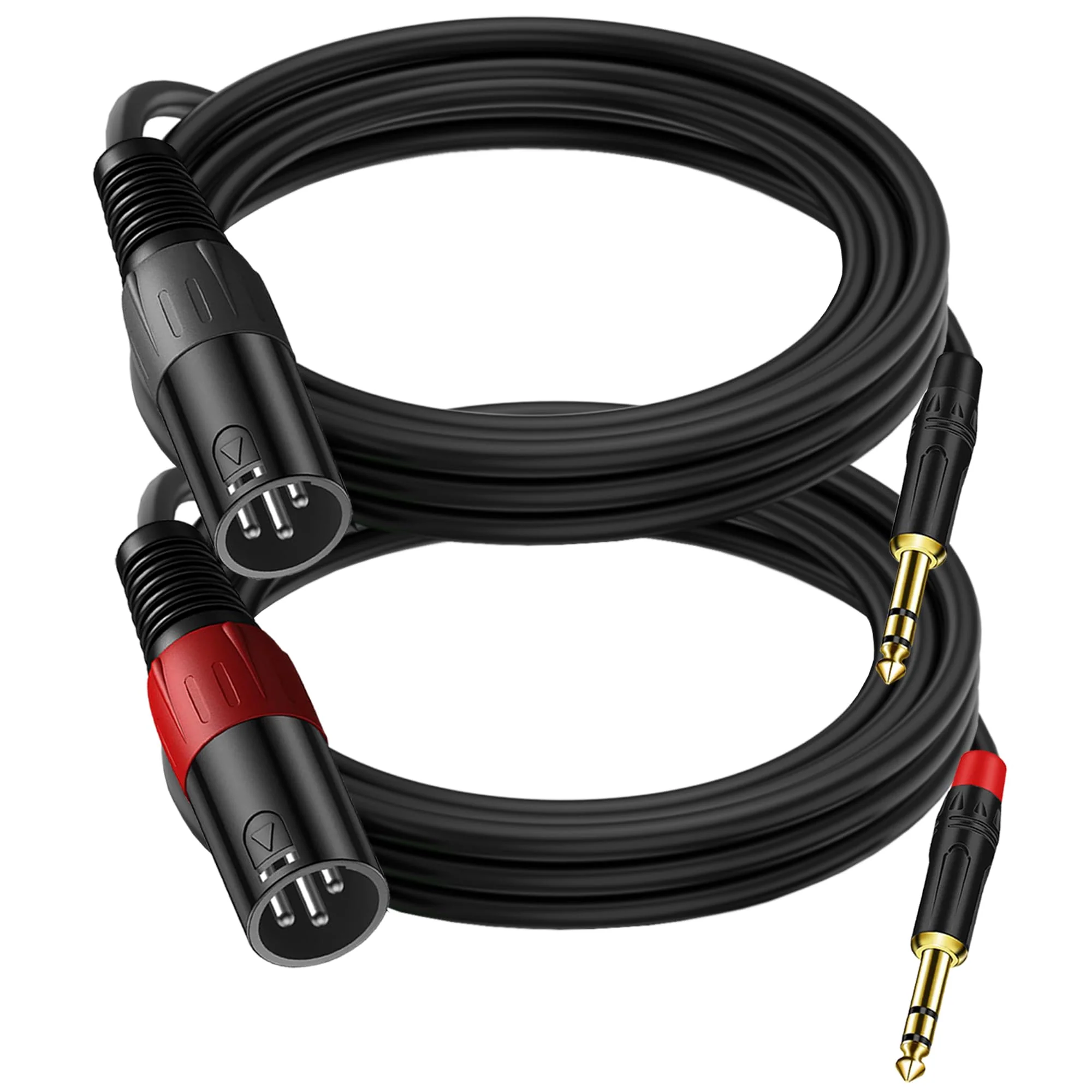 LanSenSu XLR to 1/4 TRS Stereo Adapter Cable, 2 Pack - 6.6ft, Compatible with Mixer, Microphone, XLR, Power Amplifier, Monitor 6.35mm to XLR Male-6.6ft