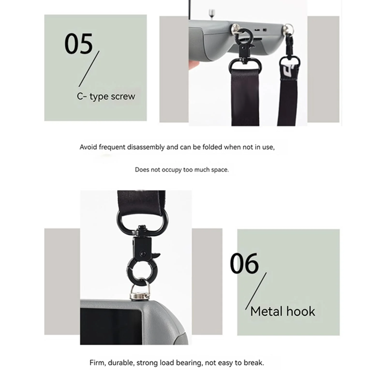 Lanyard Neck Strap Compatible with DJI RC/RC PRO/RC 2, Universal Buckle Strap for Mini 4 Pro/Mini 3 Pro/Mavic 3 Pro/Air 2S/Air 3 Screen Remote Controller Drone Accessories, 76-140 cm, Black - Image 6