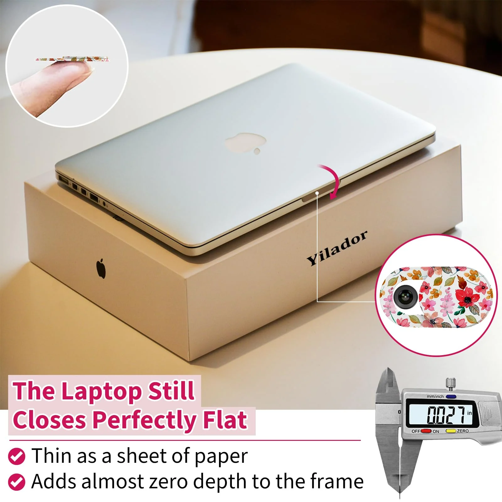 Laptop Camera Cover Slide Cute, Ultra Thin Webcam Cover for iPhone iPad MacBook Pro Computer iMac Cell Phone PC Accessories, Camera Blocker Slider, Great for Privacy - Flowers (3*Flowes) 3*Flowes - Image 2