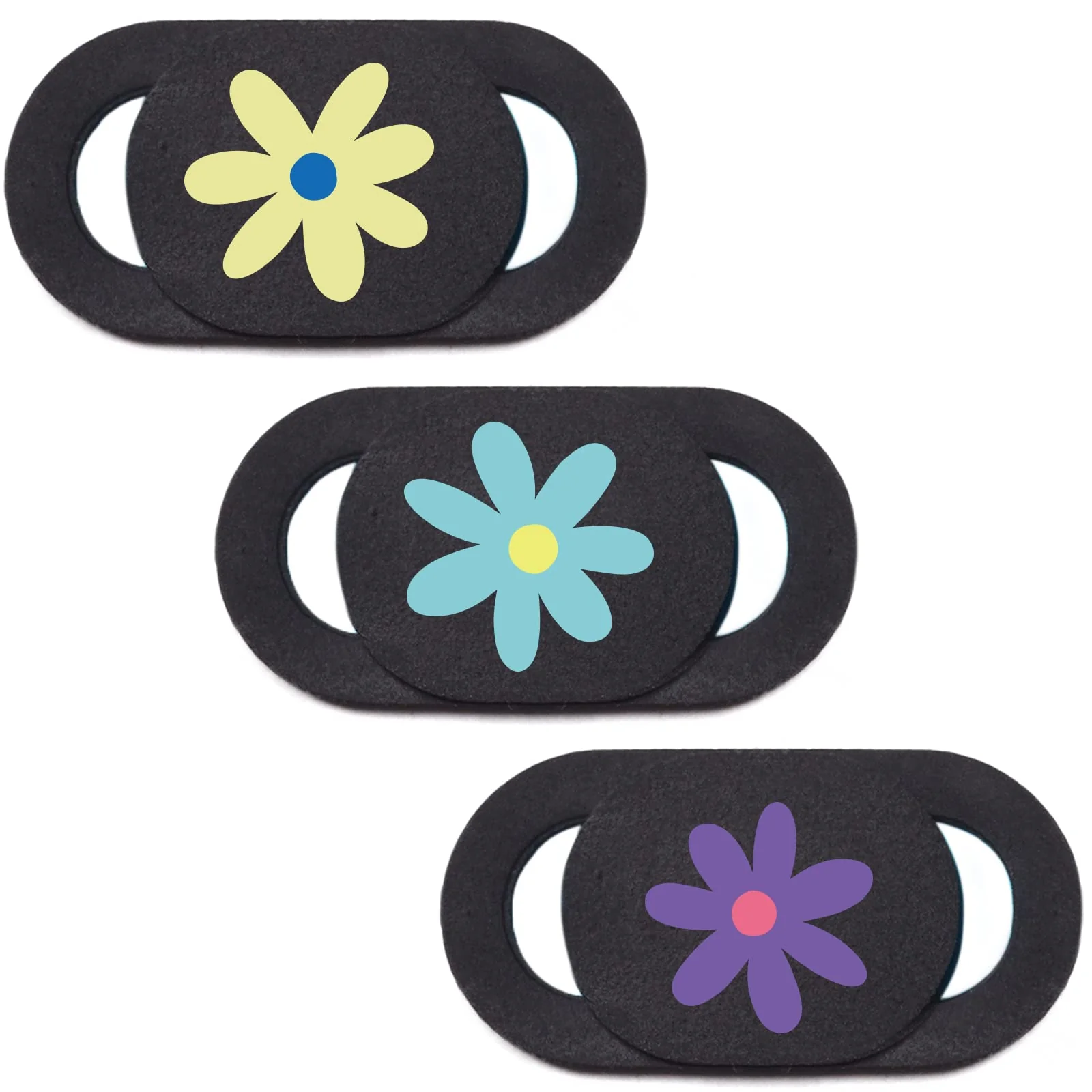 Laptop Camera Cover Slide Webcam Cover for Privacy Fits for Mini PC, PC, Surface, Tablet, Desktop Computer, Smart phone - 3 Packs, Flower