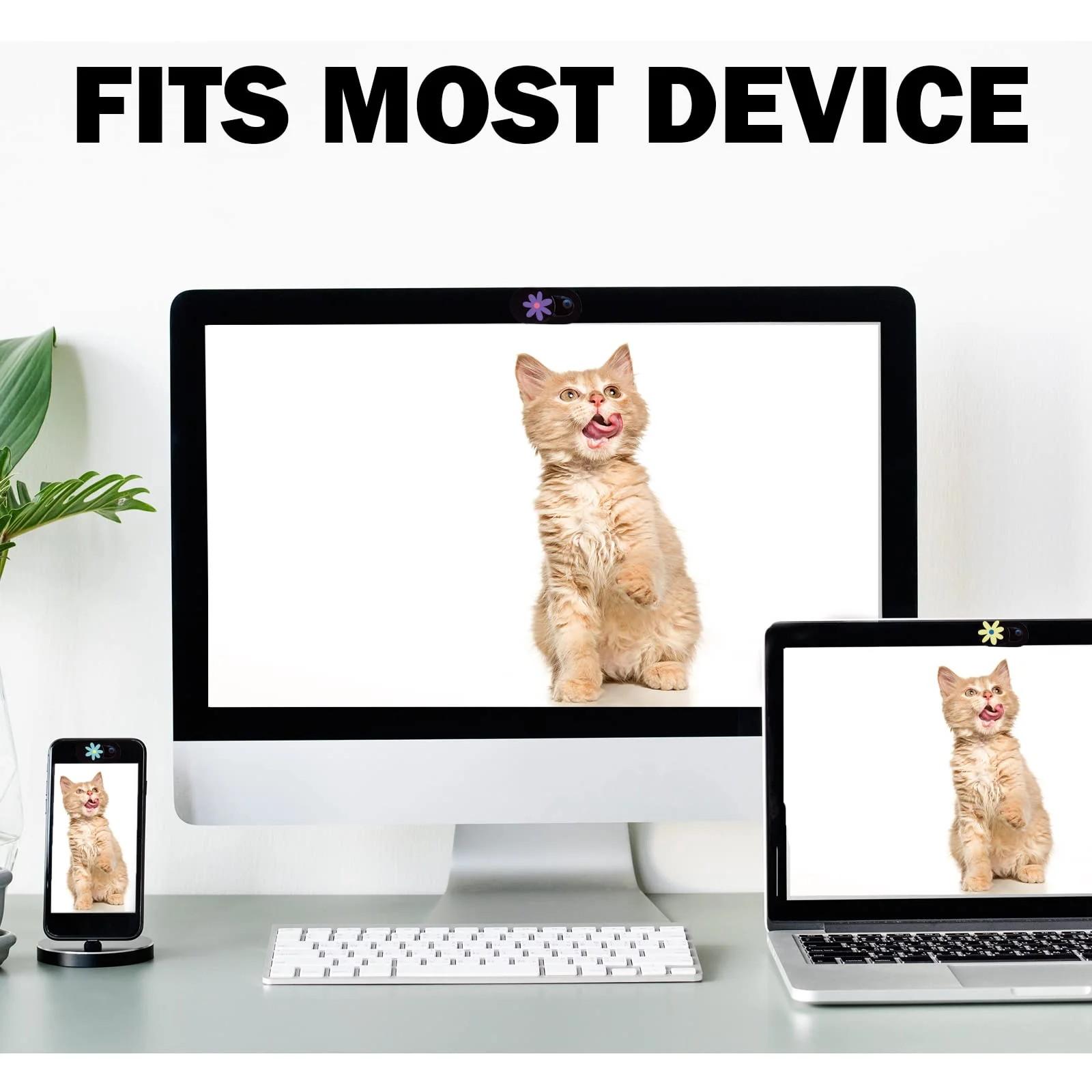 Laptop Camera Cover Slide Webcam Cover for Privacy Fits for Mini PC, PC, Surface, Tablet, Desktop Computer, Smart phone - 3 Packs, Flower - Image 5