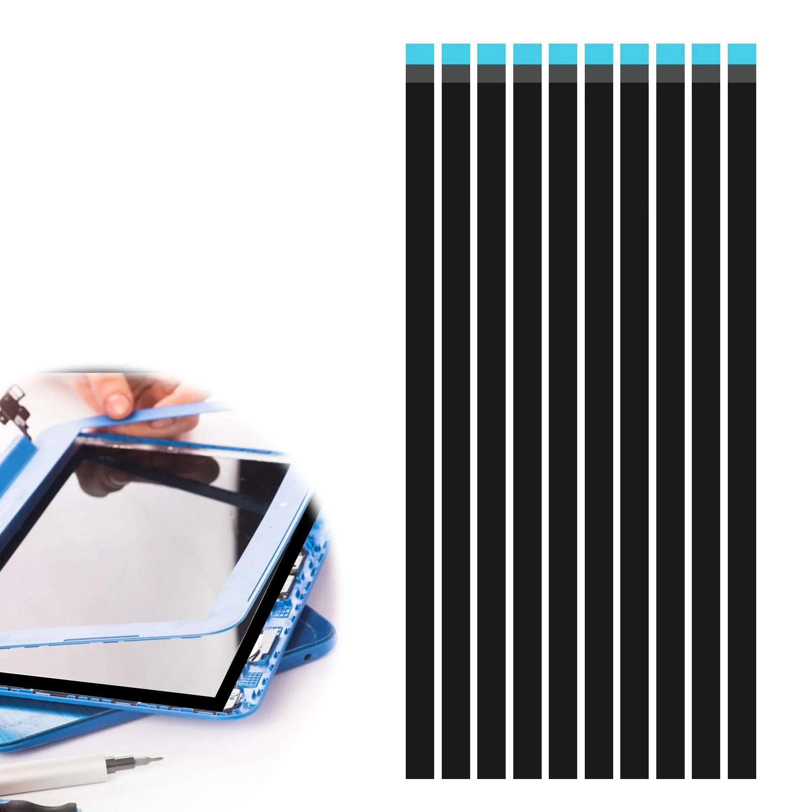 Laptop Screen Double Sided Tape for LED Display Replacement, Easy Stretch Adhesive Tape, Black Pull Tab Peel Tape, Non-Tracking Pull Resistant Adhesive Strips, Screen Repair Kit for Laptop