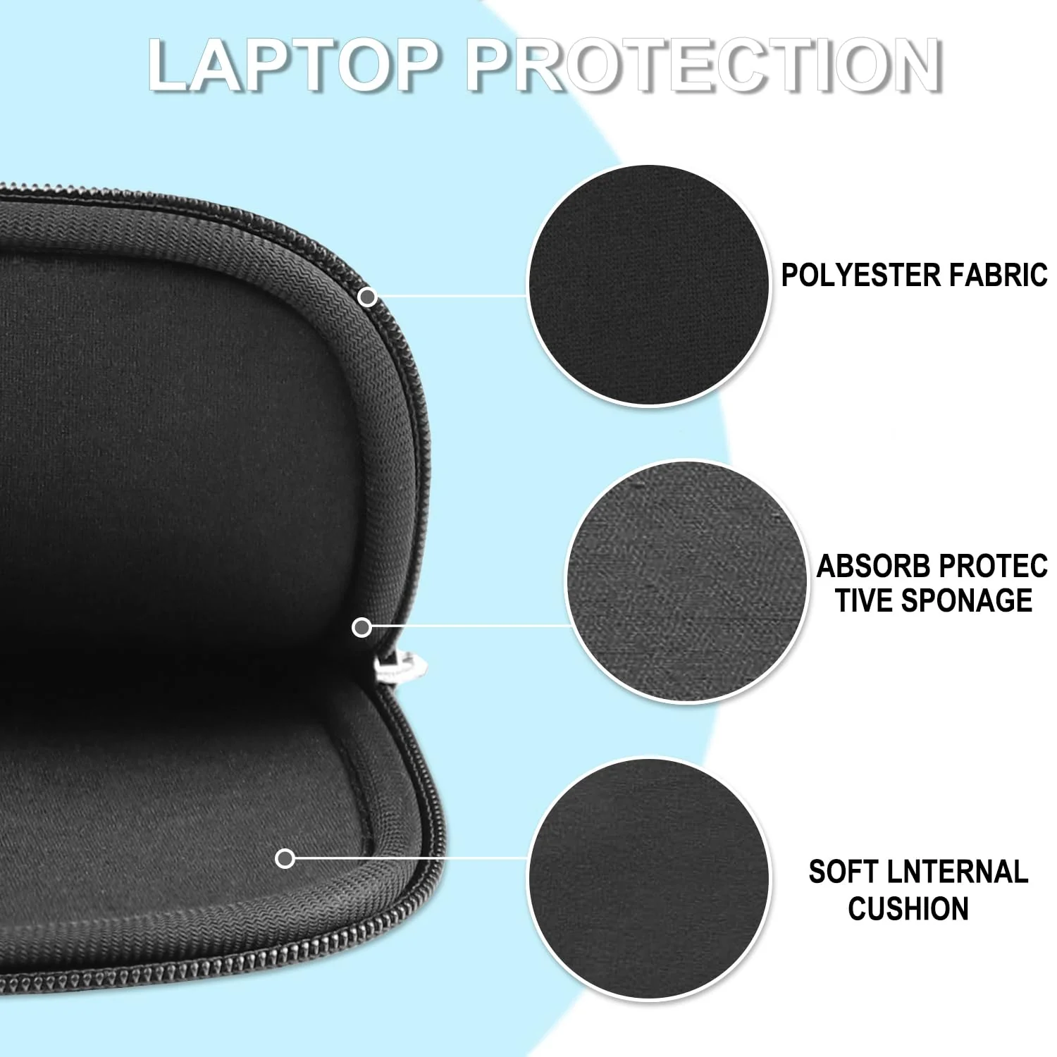 Laptop Sleeve Case 14 inch, Shockproof Protective Laptop Cover Briefcase Carrying Computer Bag with Accessory Pocket Portable Laptop Sleeve for 14" MacBook, HP, Dell, Lenovo, Acer, Black - Image 4