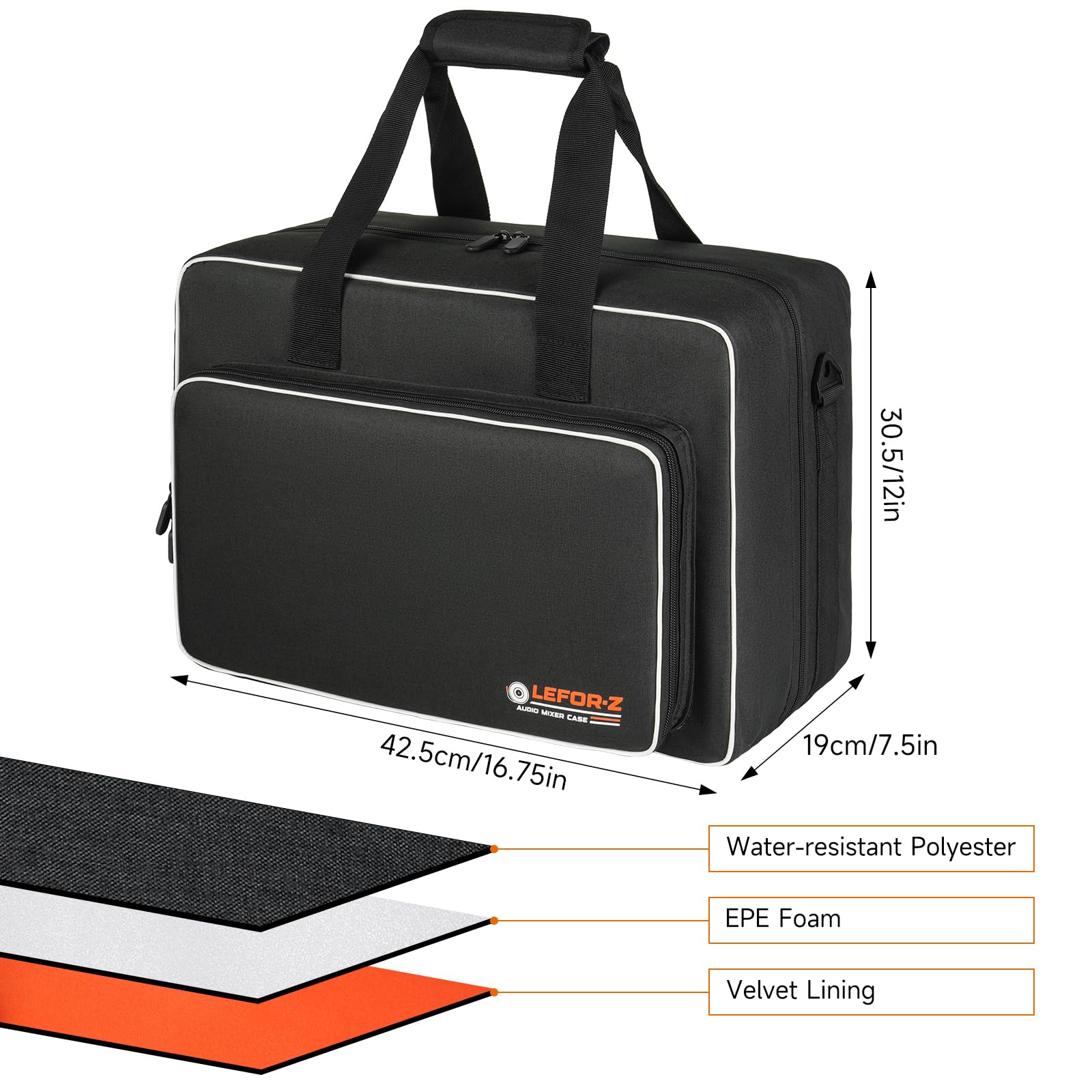 Large Audio Mixer Travel Case Compatible with RODECaster Pro,RODECaster Pro II,TC-Helicon GoXLR,Podcast Mixer Case Protective DJ Mixer Storage Bag for Microphones and More Podcast Equipment - Image 6