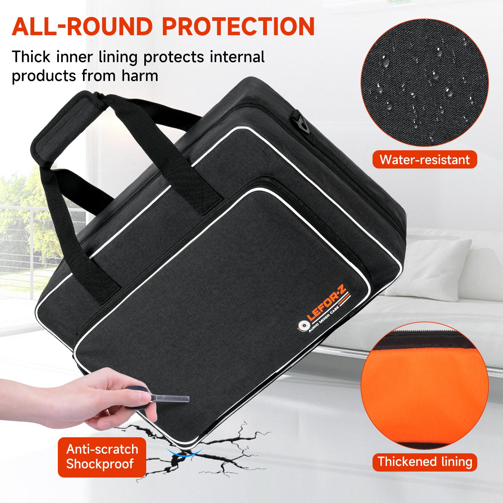 Large Audio Mixer Travel Case Compatible with RODECaster Pro,RODECaster Pro II,TC-Helicon GoXLR,Podcast Mixer Case Protective DJ Mixer Storage Bag for Microphones and More Podcast Equipment - Image 7