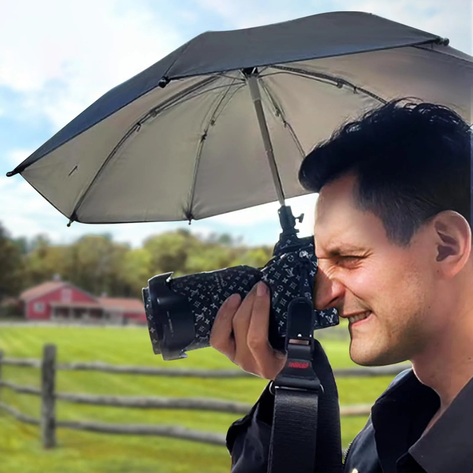Large Camera Umbrella Hot Shoe for Rain Sun 19inch, DSLR Camera Rain Cover Shade, Protector for Canon, Sony, Nikon, Fuji, Olympus, Ajustable Height & Angle, Black, H37-FBA - Image 7