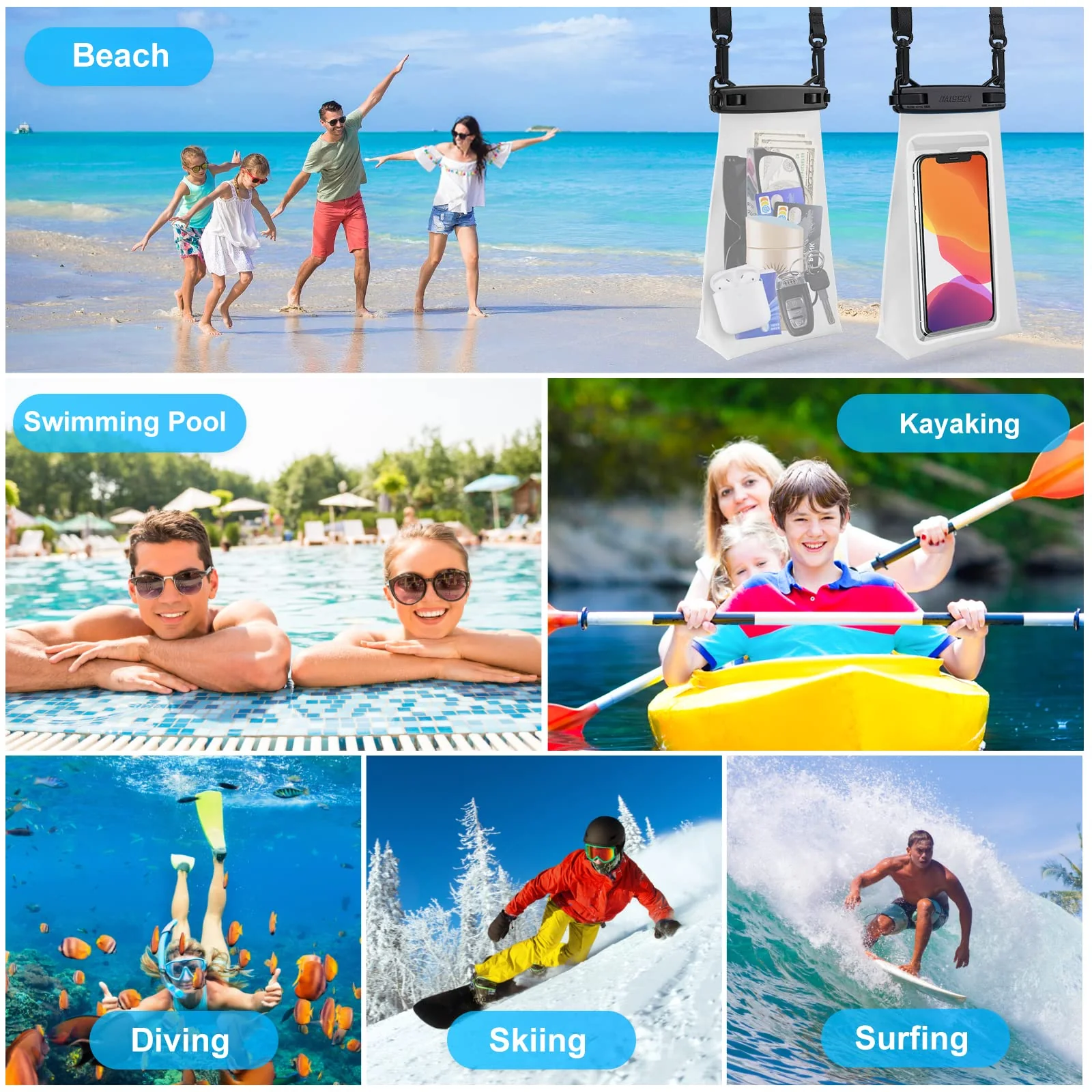 Large Capacity Waterproof Phone Pouch Floating, Waterproof Bag Case for iPhone 15 14 Pro Max 13 12 11 X XR 8 Plus Samsung Up to 6.9'', IPX8 Water Proof Phone Dry Bag for Boating Swimming Kayaking White,1 Piece - Image 6
