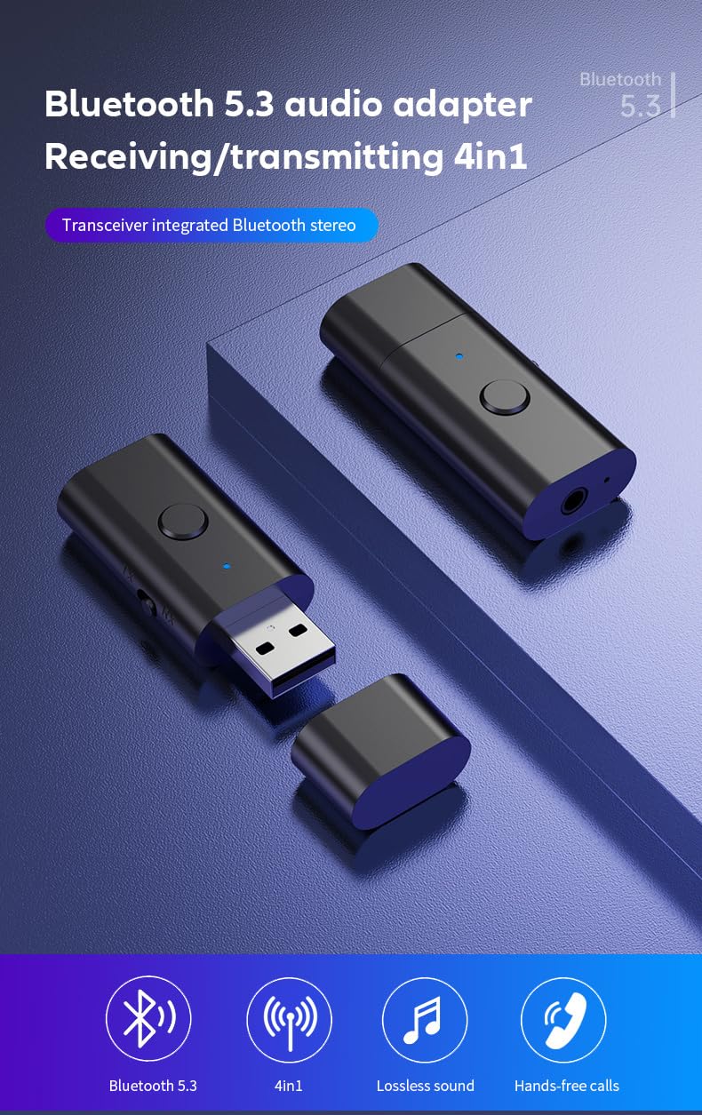 Latest Bluetooth 5.3 Transmitter Receiver, Bluetooth Adapter for Home Stereo, Speakers, Music Streaming Sound System Wireless Audio Transmitter, etc., Effectively Reduce Noise and Signal Interruption - Image 3