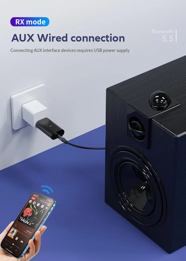 Latest Bluetooth 5.3 Transmitter Receiver, Bluetooth Adapter for Home Stereo, Speakers, Music Streaming Sound System Wireless Audio Transmitter, etc., Effectively Reduce Noise and Signal Interruption - Image 7