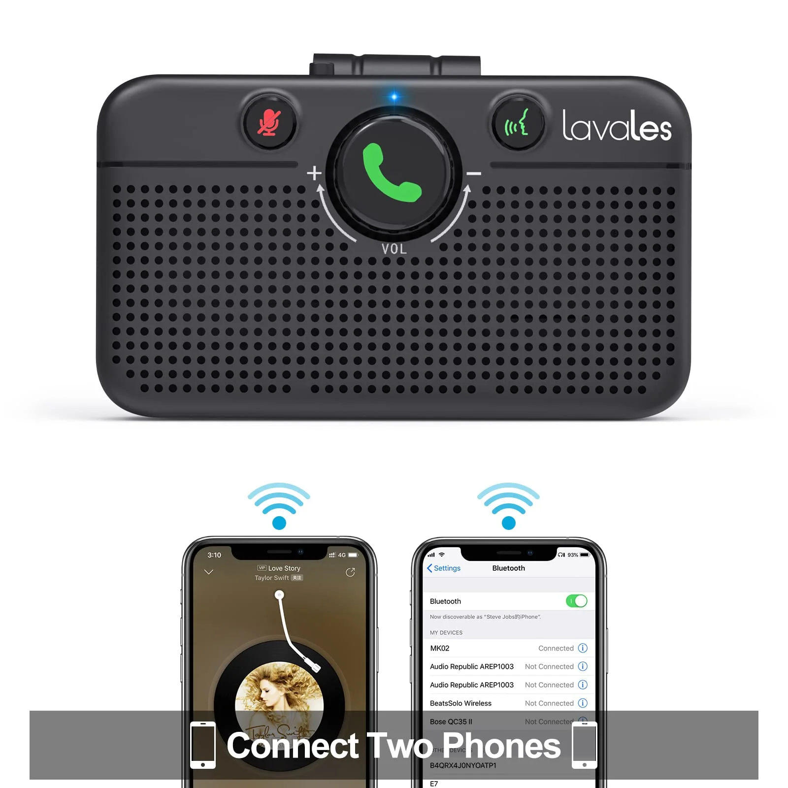 Lavales Car Bluetooth 5.3 Speaker, Handsfree Bluetooth Car kit for Cell Phone, Support Siri Google Voice Assistant/Motion AUTO ON, Car Phone Speakerphone with Visor Clip - Image 7