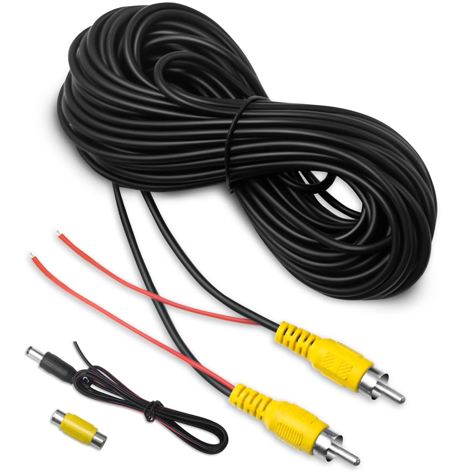 LBW Premium Backup Camera RCA Video Cable, Car Reverse Rear View Parking Camera Video Cable with Detection Wire (33FT/10 Meters), RCA Video Cable for Monitor and Backup Rear View Camera Connection