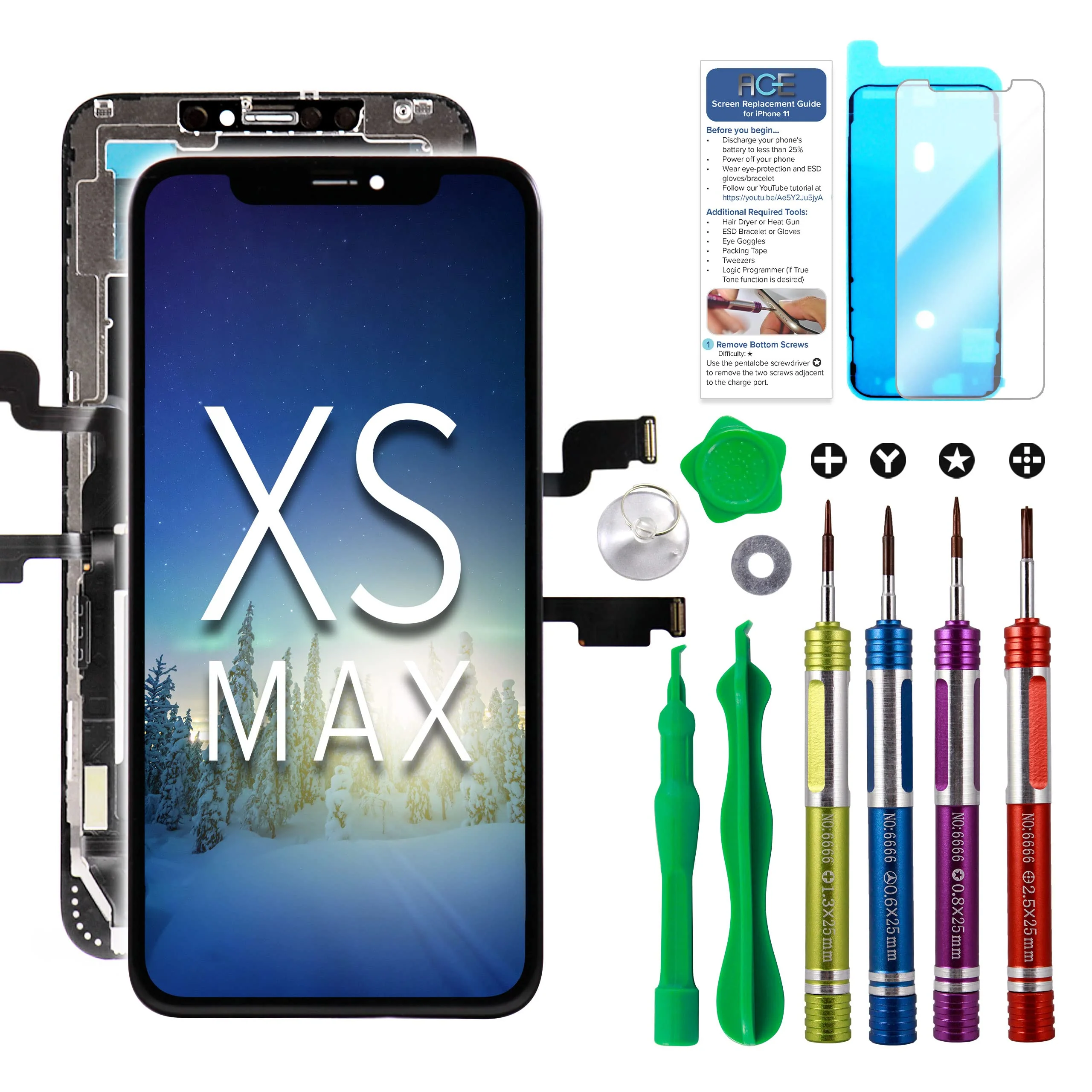 LCD Screen Replacement for iPhone Xs Max 6.5 inch (Model A1921, A2101, A2102, A2103, A2104) Display Digitizer Assembly Touch Screen