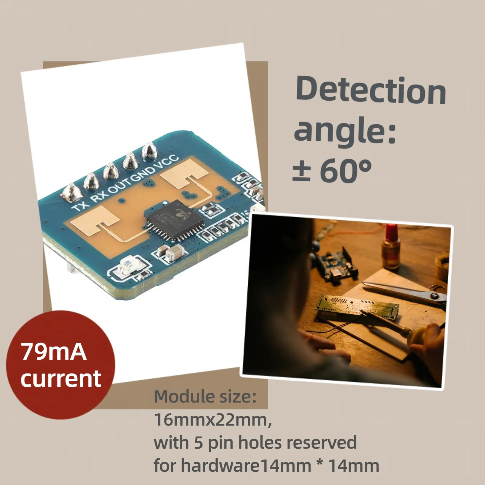 LD2410C Sensor Module HLK-LD2410 Human Presence Radar Sensor Module LD2410 Millimeter Wave Radar Sensor Module Non Contact 24GHz ISM Band Serial Port IO Level Output - Image 4