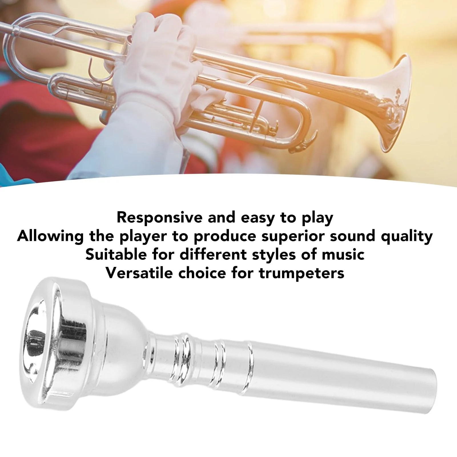 Lead Trumpet Mouthpieces, 3C Mouthpieces for Musical Instruments, Silver Plated Trumpet Mouthpiece for Beginners, Professionals Players and Music Instrument Enthusiasts - Image 3