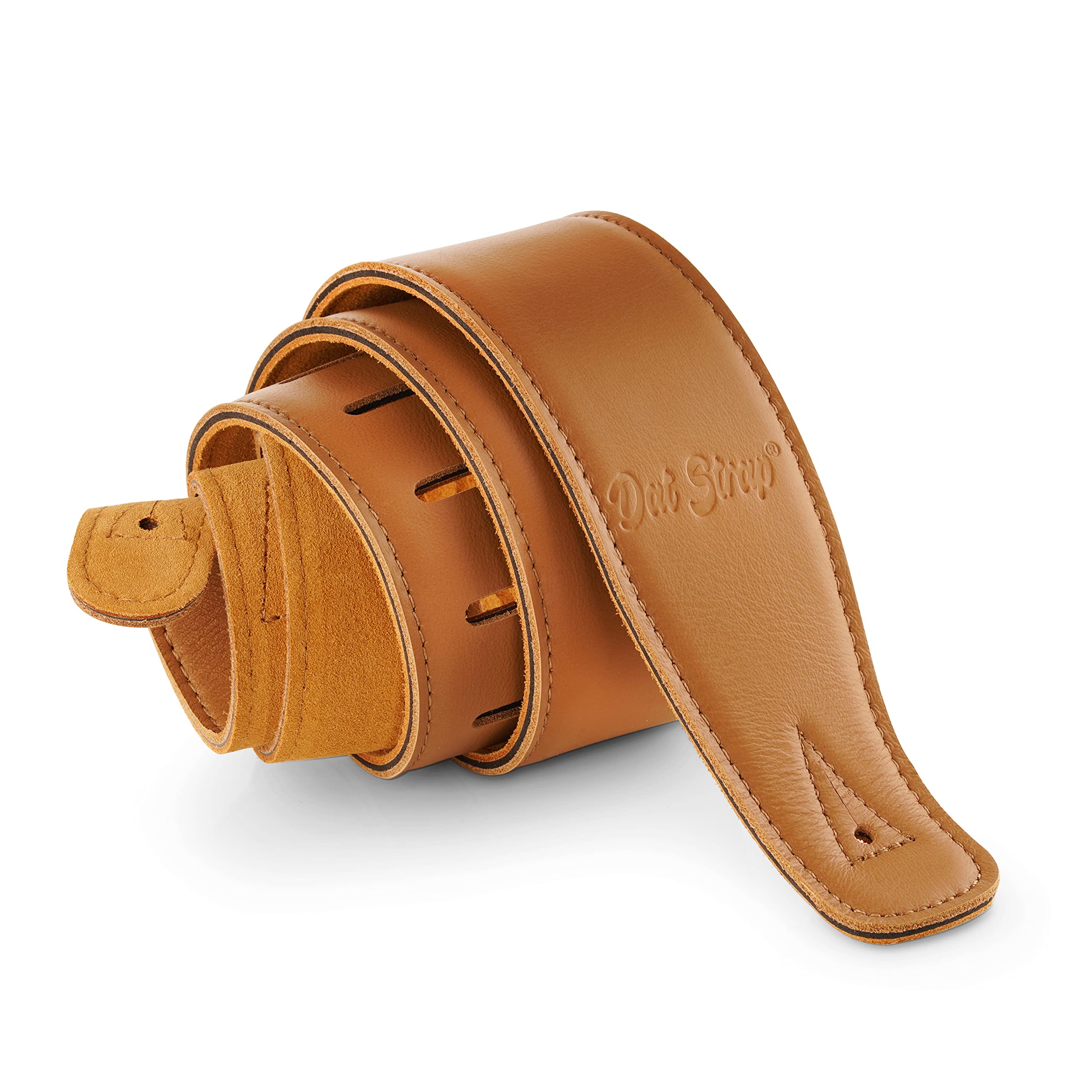 Leather Guitar Strap | for Electric, Acoustic, Electro-Acoustic, Bass, and Classical Guitar | Padded for Extra Comfort | Light Brown | Includes 2 FREE Pick Geek Steel Picks Standard