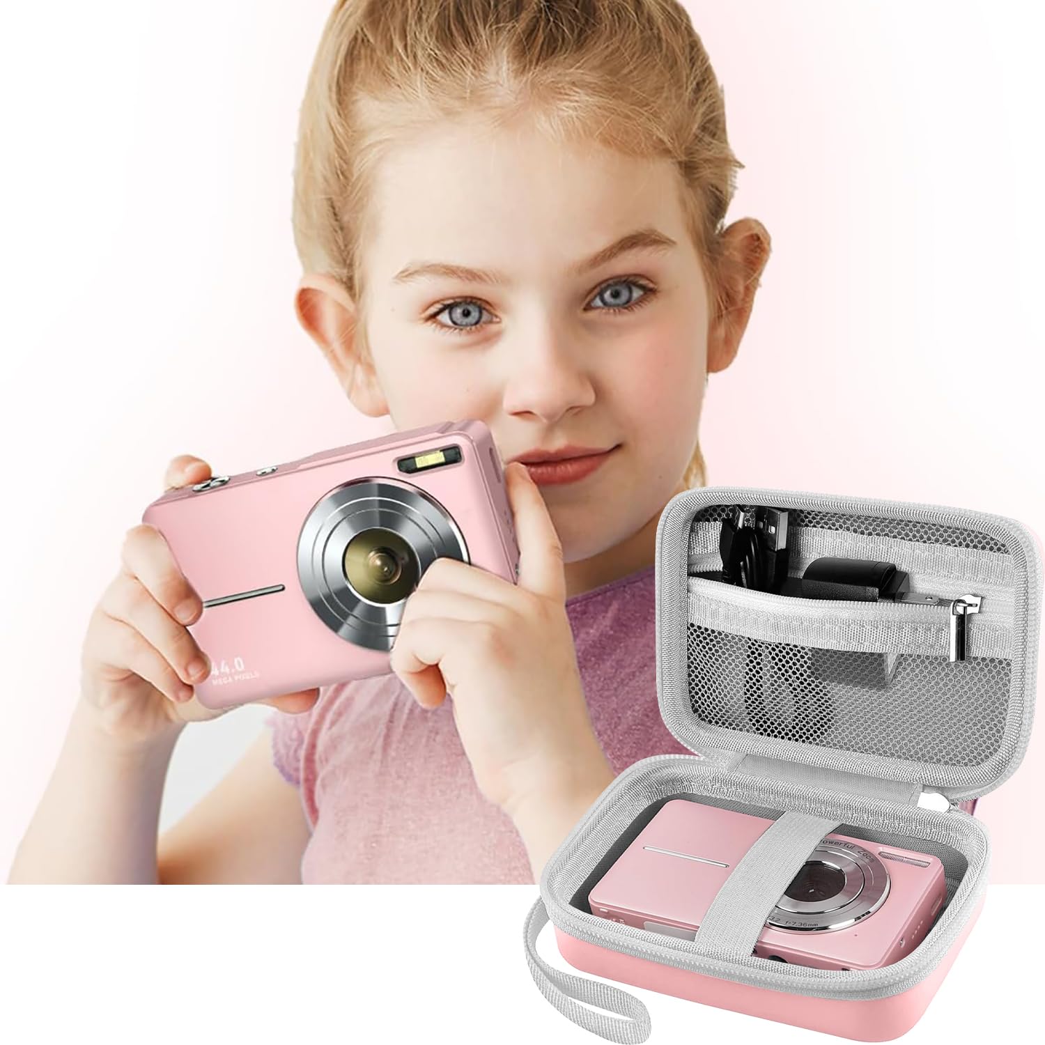 Leayjeen Digital Camera Case Compatible with Lecran/CAMKORY/IWEUKJLO/VAHOIALD/uikicon/jckduhan/akjjhfue FHD 1080P 44MP Point Digital Camera,Compact Digital Camera for Teens and Kids-Pink(Case Only) Pink2 - Image 6