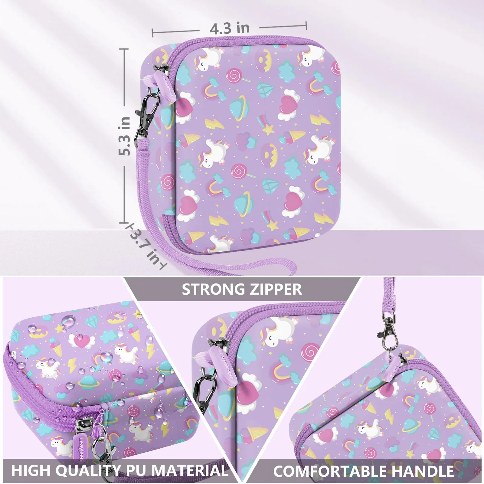 Leayjeen Kids Camera Case Compatible with ESOXOFFORE/Dylanto/GKTZ/HiMont/CAMCLID Kids Camera Instant Print for Holiday Gifts and Birthday Gifts for Kids 3-12 Years Old - Pink Unicorn (Case Only) Purple - Image 3