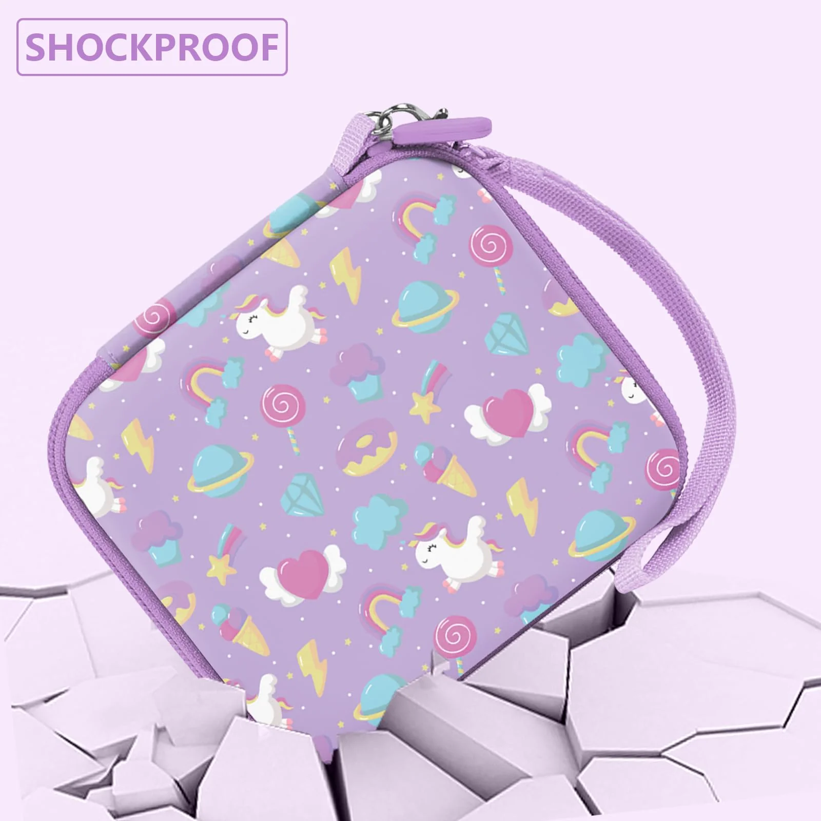 Leayjeen Kids Camera Case Compatible with ESOXOFFORE/Dylanto/GKTZ/HiMont/CAMCLID Kids Camera Instant Print for Holiday Gifts and Birthday Gifts for Kids 3-12 Years Old - Pink Unicorn (Case Only) Purple - Image 4