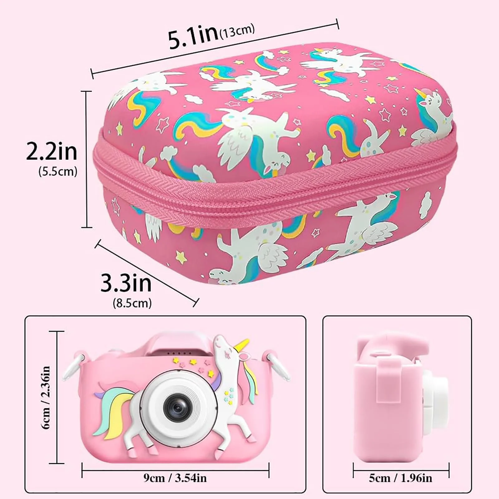 Leayjeen Kids Camera Case Compatible with Goopow/Mgaolo/CIMELR/Seckton/OZMI/Dylanto Kids Camera Toys and Children Digital VideoCamera,Best Birthday Festival Gift-Pink Unicorn(Case Only) Pink Unicorn - Image 2