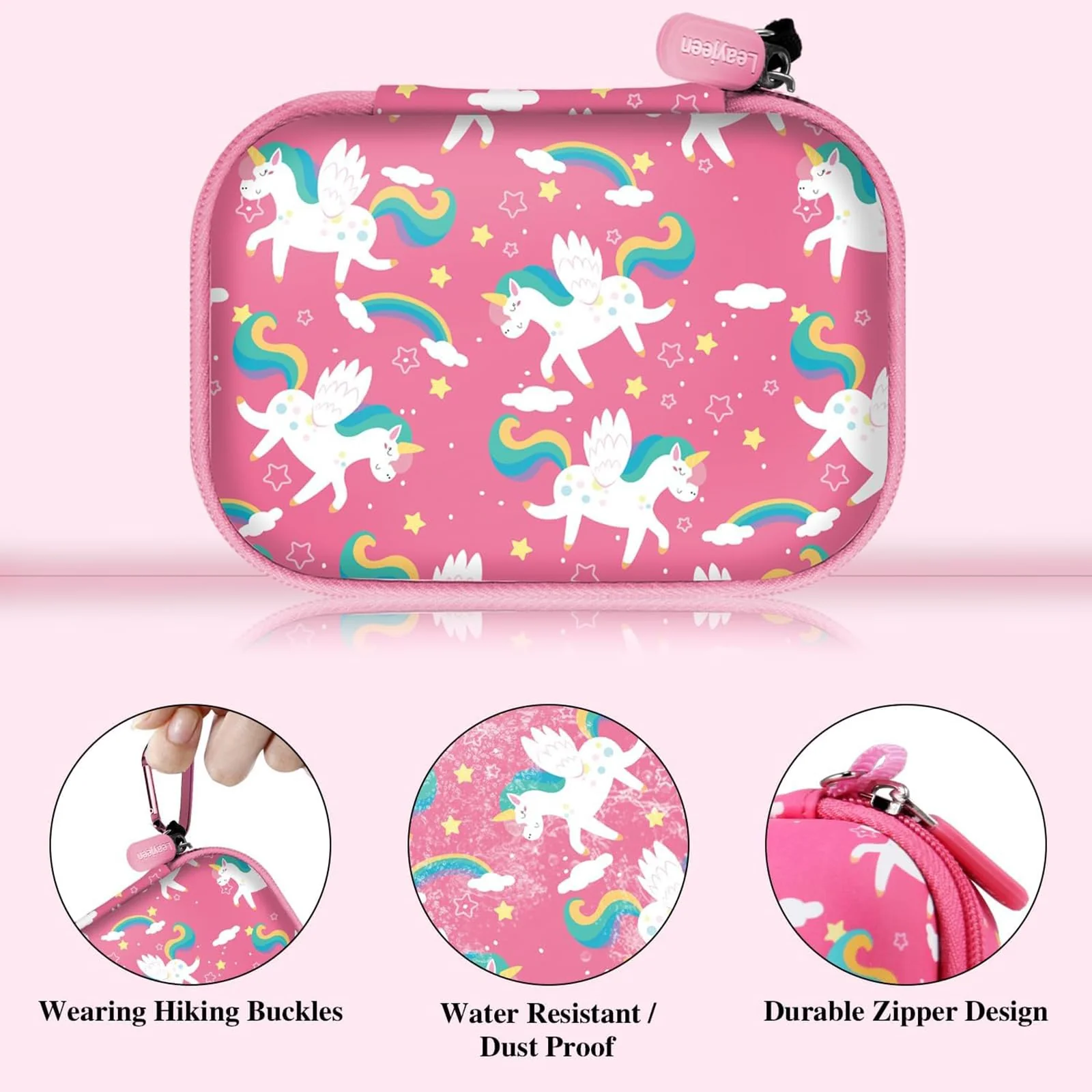 Leayjeen Kids Camera Case Compatible with Goopow/Mgaolo/CIMELR/Seckton/OZMI/Dylanto Kids Camera Toys and Children Digital VideoCamera,Best Birthday Festival Gift-Pink Unicorn(Case Only) Pink Unicorn - Image 4