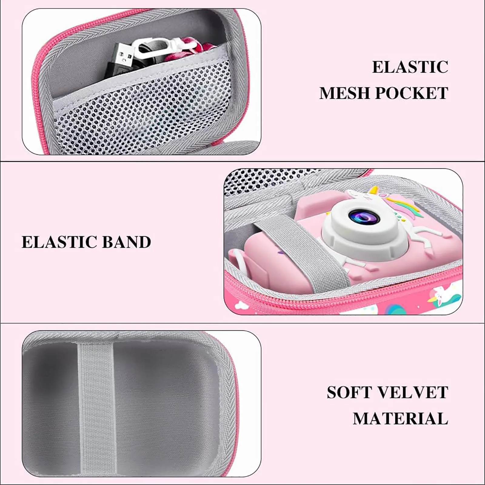 Leayjeen Kids Camera Case Compatible with Goopow/Mgaolo/CIMELR/Seckton/OZMI/Dylanto Kids Camera Toys and Children Digital VideoCamera,Best Birthday Festival Gift-Pink Unicorn(Case Only) Pink Unicorn - Image 6