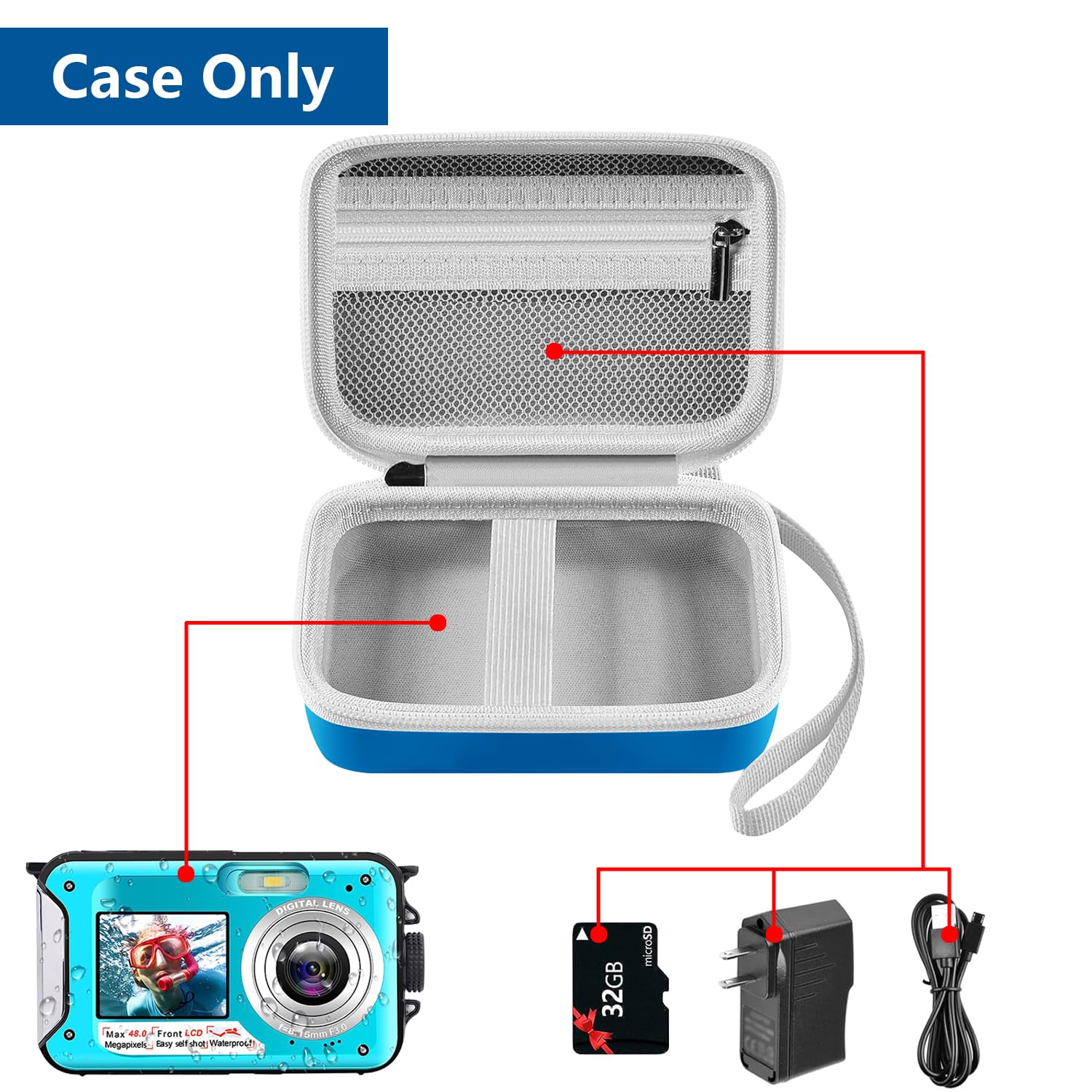 Leayjeen Underwater Camera Case Compatible with YISENCE/Trsunow/HICSHON/Yifecial/QUNVAL 11FT Waterproof Camera,Selfie Underwater Camera, Waterproof Floatable Digital Camera-Blue(Case Only) Blue1 - Image 2