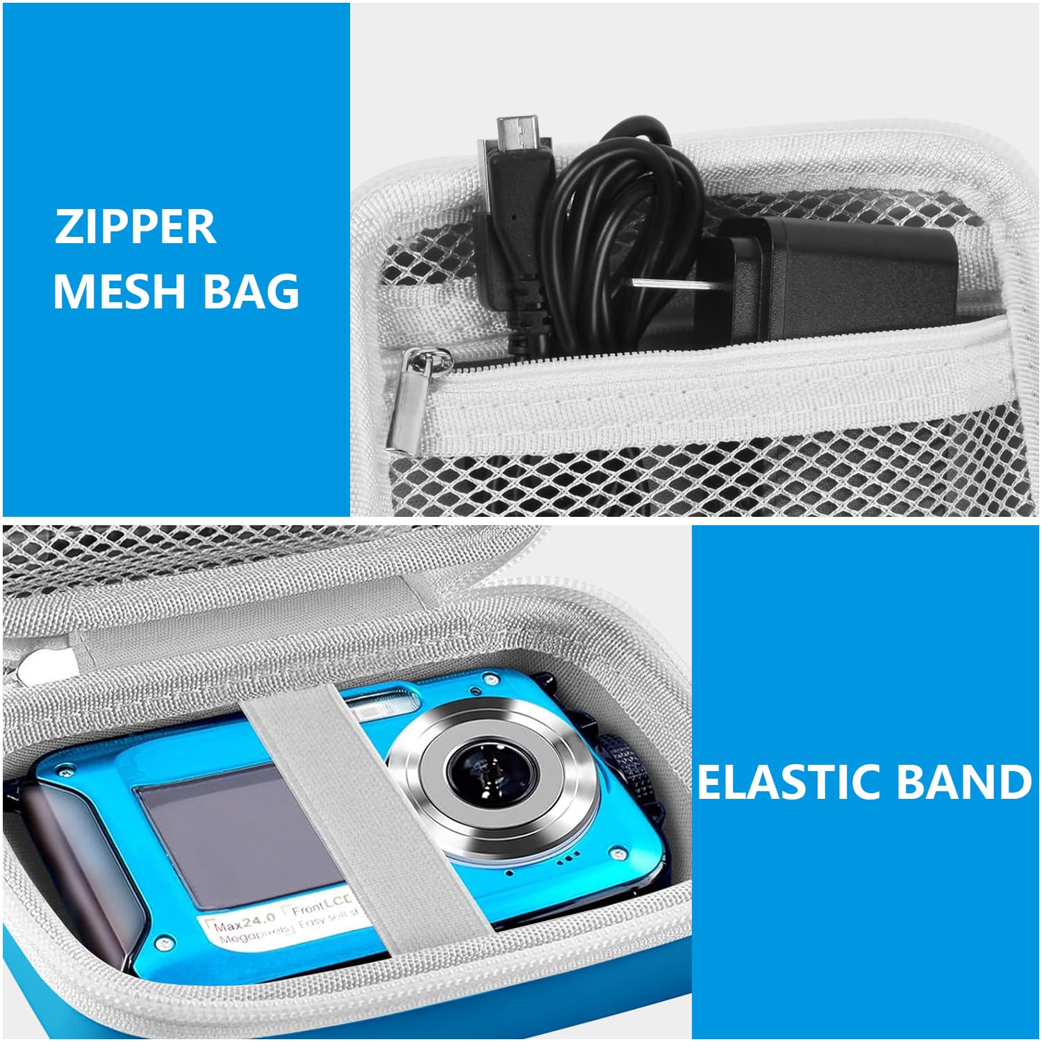 Leayjeen Underwater Camera Case Compatible with YISENCE/Trsunow/HICSHON/Yifecial/QUNVAL 11FT Waterproof Camera,Selfie Underwater Camera, Waterproof Floatable Digital Camera-Blue(Case Only) Blue1 - Image 4