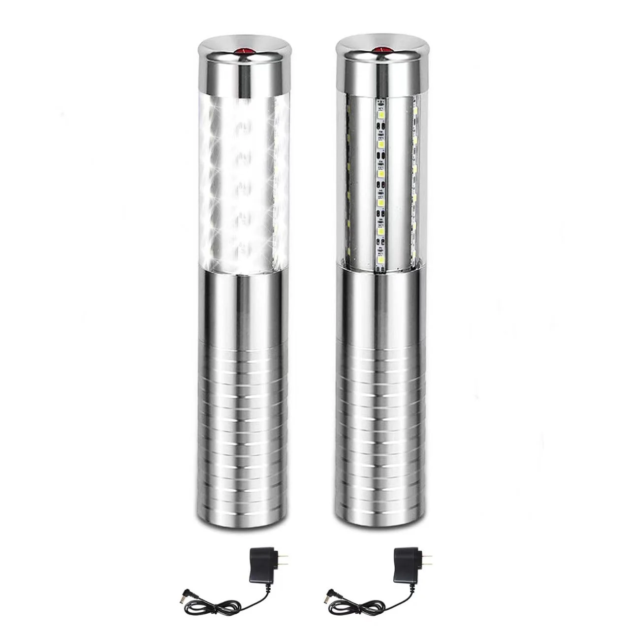 LED Strobe Baton Lights 2 Pieces Bottle Service Light Reusable Handheld Champagne Bottle Lights for Bar Club Birthday Weddings Parties, Silver