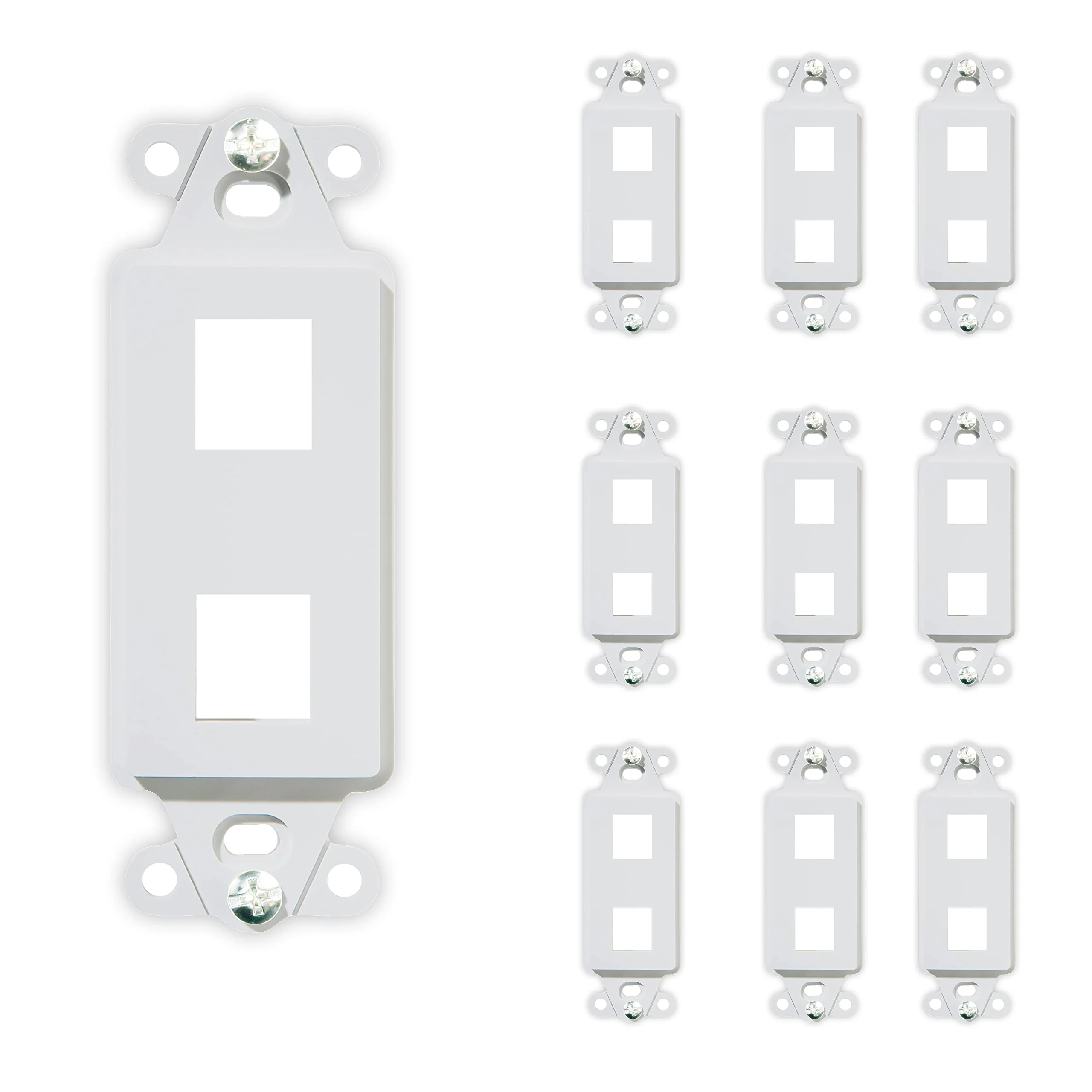 Legrand - OnQ 2 Port Decorator Outlet Strap, Wall Outlet Cover, Keystone Wall Plate, Outlet Cover for Keystone Wall Plate 2 Port, White, WP3412WH, 10 Pack Pack of 10
