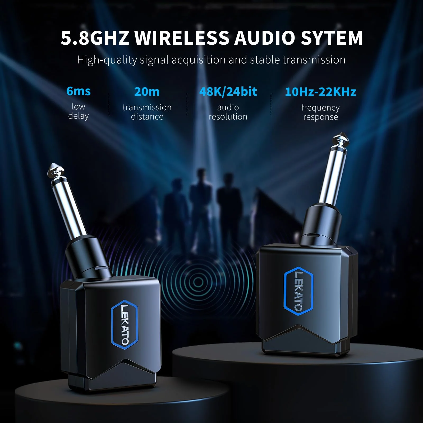 LEKATO 5.8G Wireless Guitar System Upgraded with Charging Box, Wireless Guitar Transmitter Receiver High Fidelity Sound 4 Channels Audio System for Electric Guitar Bass - Image 4