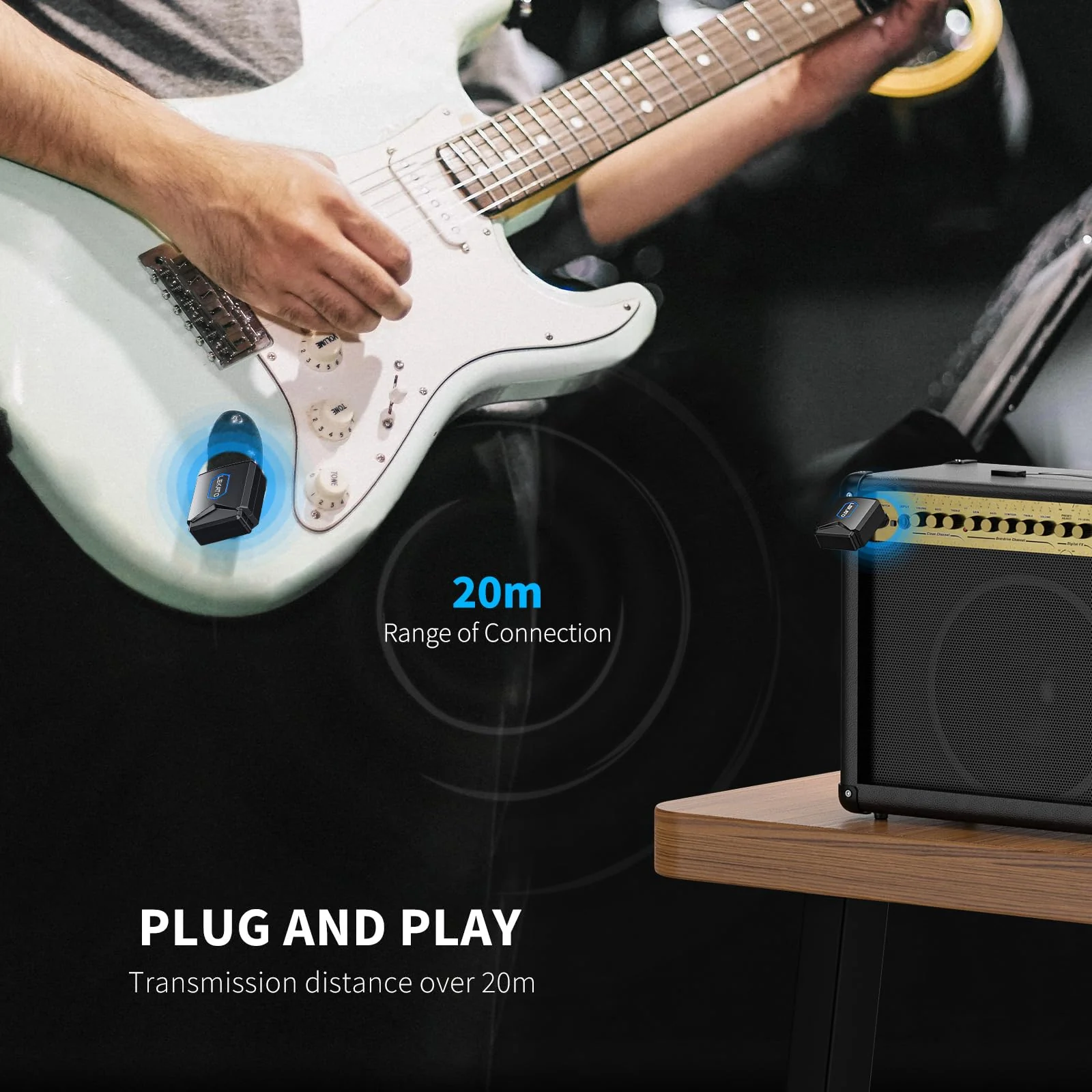 LEKATO 5.8G Wireless Guitar System Upgraded with Charging Box, Wireless Guitar Transmitter Receiver High Fidelity Sound 4 Channels Audio System for Electric Guitar Bass - Image 5