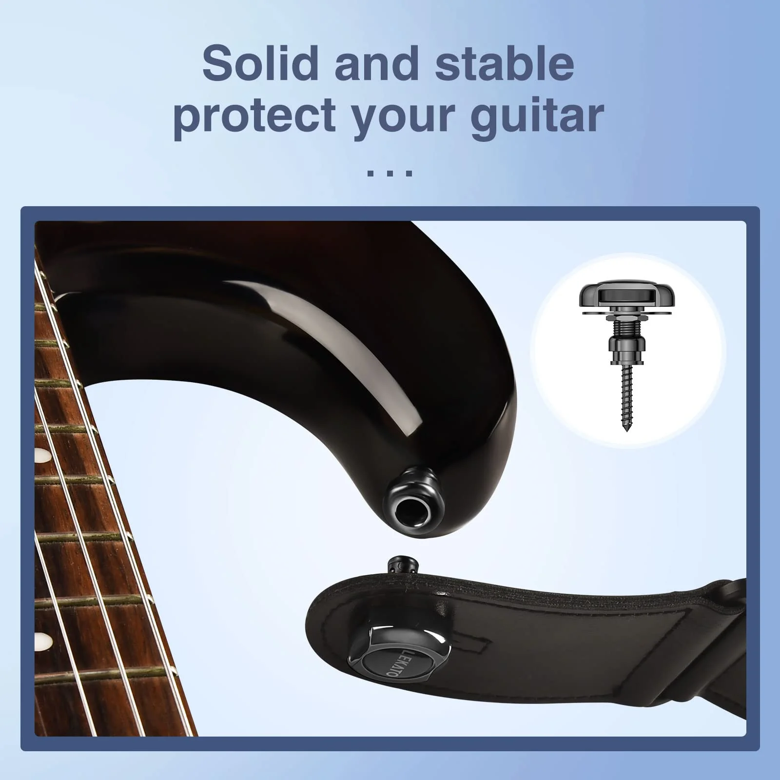 LEKATO Bass Guitar Strap Locks for for Electric Guitar & Bass Strap Locks Security Quick Release Strap Guitar Strap Locks Set Retainer System for Electric Acoustic Guitar, Bass, Ukulele Strap (Black) Black - Image 5