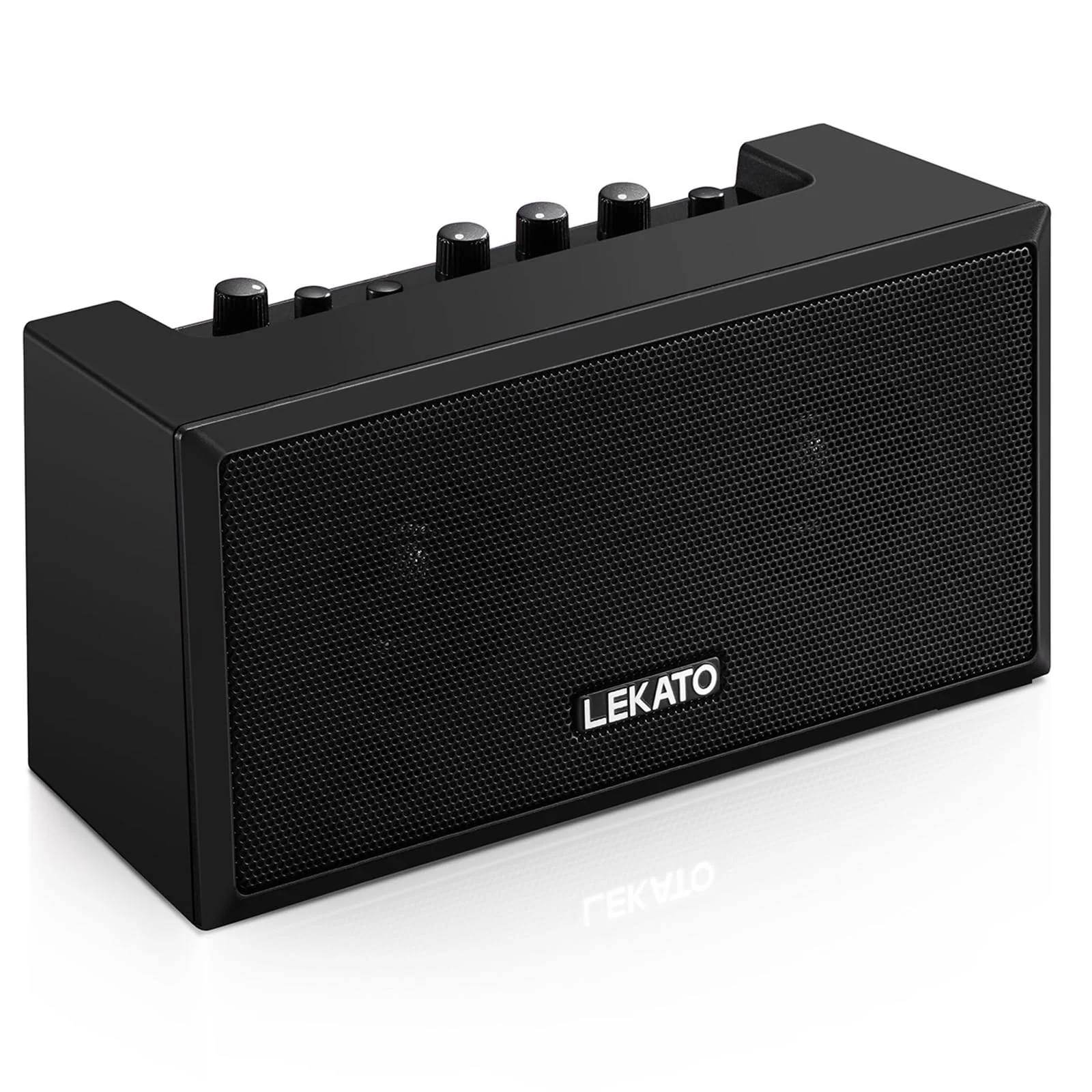 LEKATO Guitar Amplifier with Clean Overdrive Effects 5W Rchargeable Electric Guitar Amp Small Bass Amplifier Bluetooth Bass Amplifier for Daily Practice Black