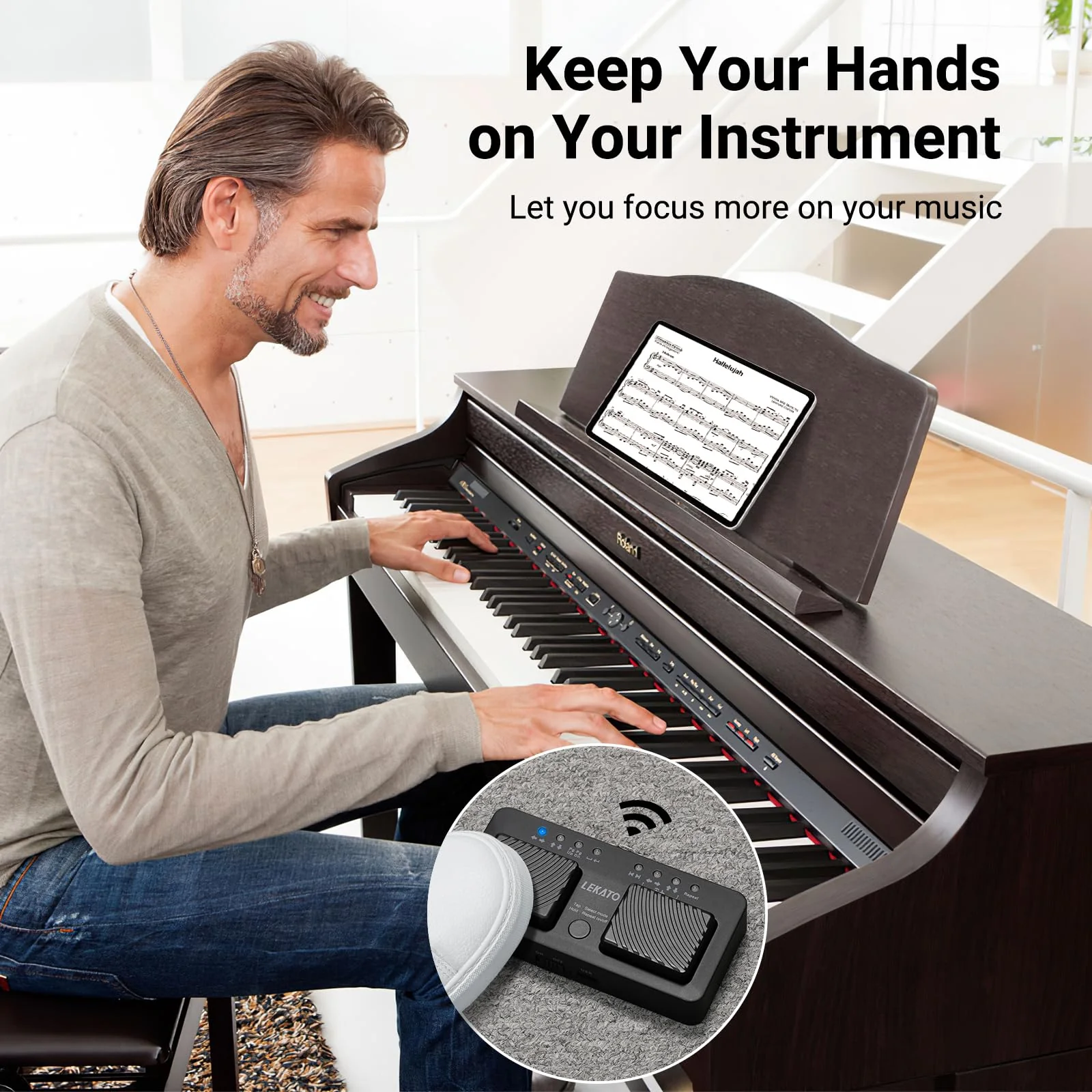 LEKATO Wireless Bluetooth Page Turner,Page Turner Pedal Ipad Rechargeable Page Turner Foot Pedal Page Turner Music Page Turner Portable Page Turner Pedal for Tablets, iPads, Phones - Image 8