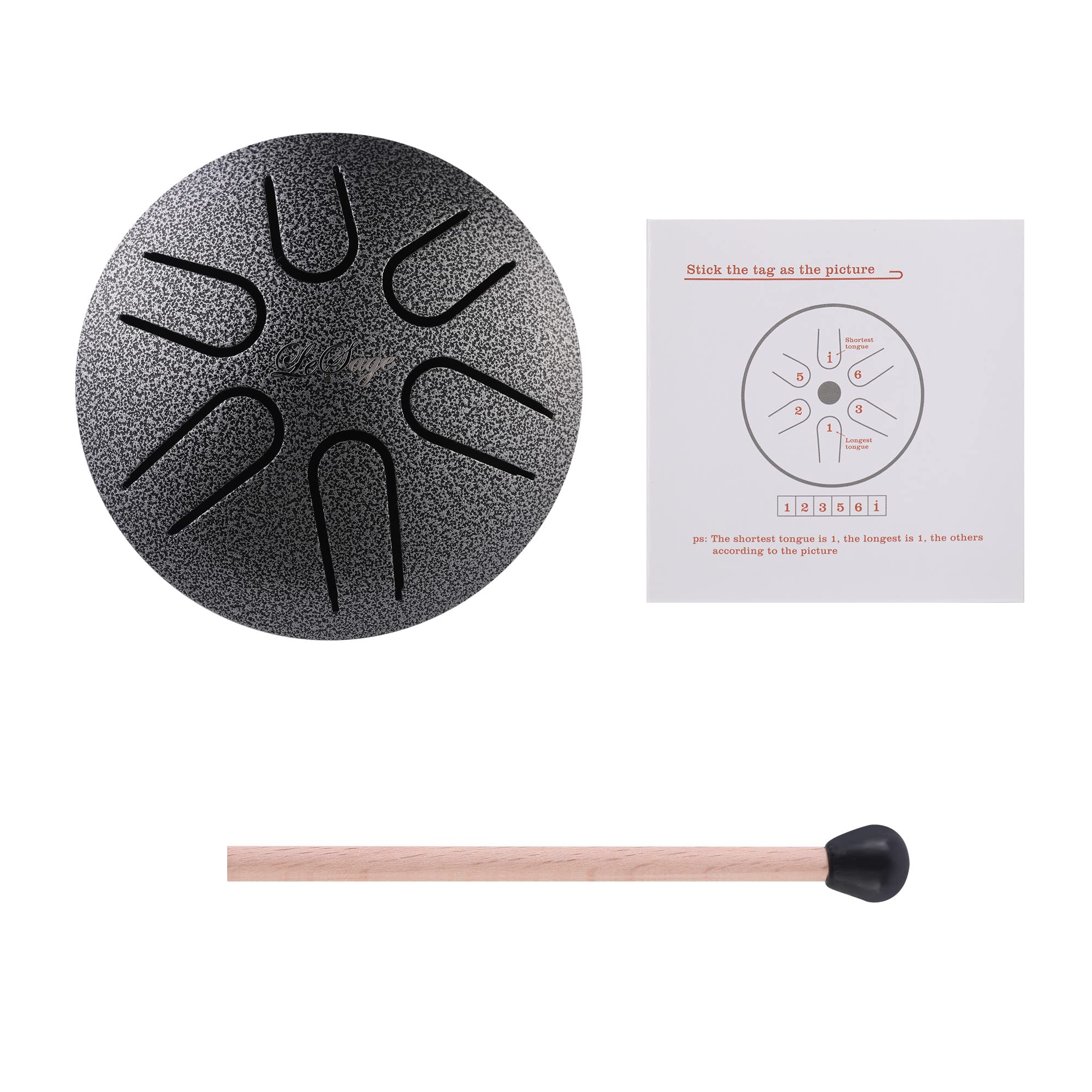 LeSage Steel Tongue Drum 3 inch 6 note Mini Handpan Drum for Adults Set Percussion Instrument for Meditation Yoga Chakra Sound healing Drum Silver 3 in 6 note - Image 3