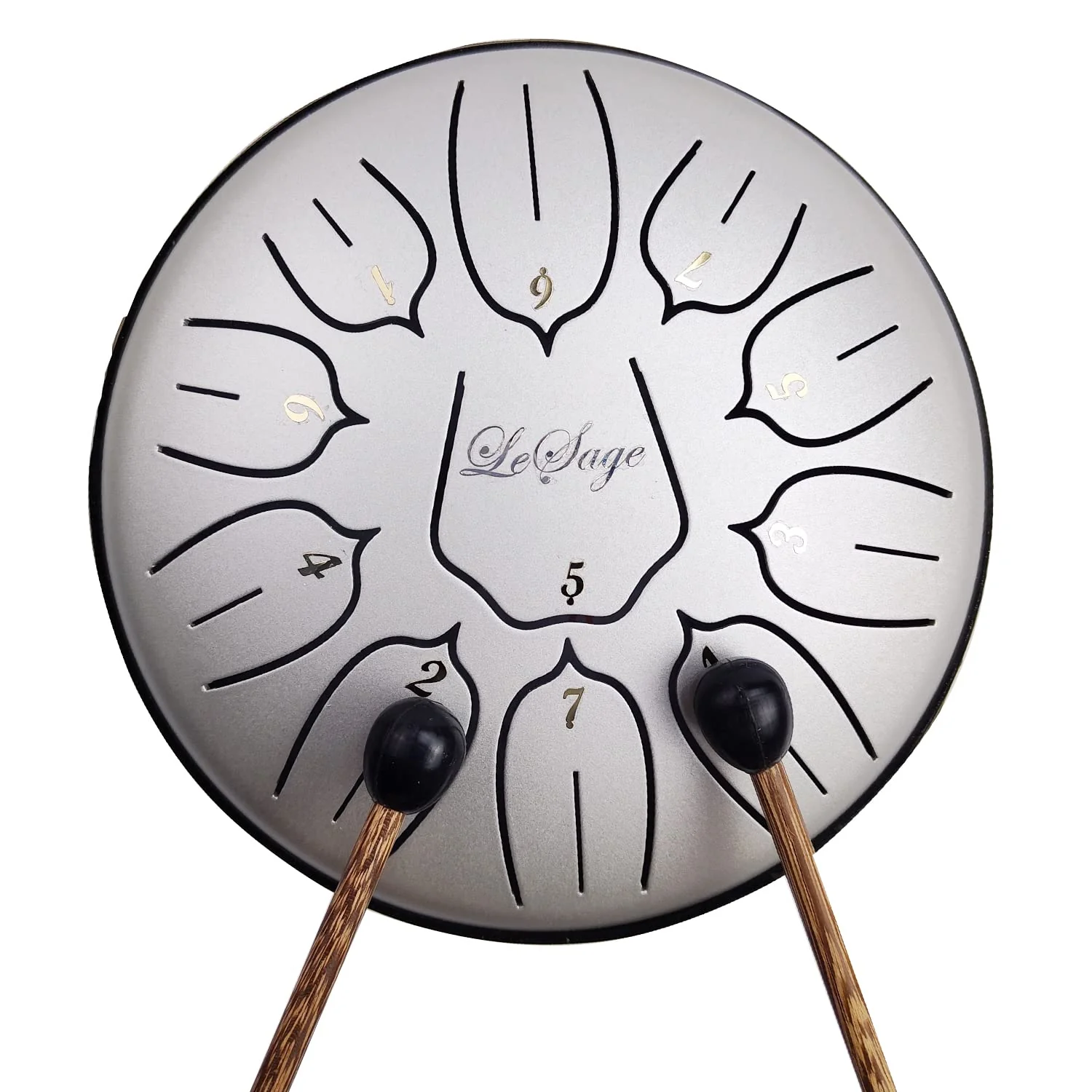LeSage Steel Tongue Drum 6 inch 11 note Rain Therapy Metal Yoga Zen Meditation Yoga Gifts 6 in 11 note silver