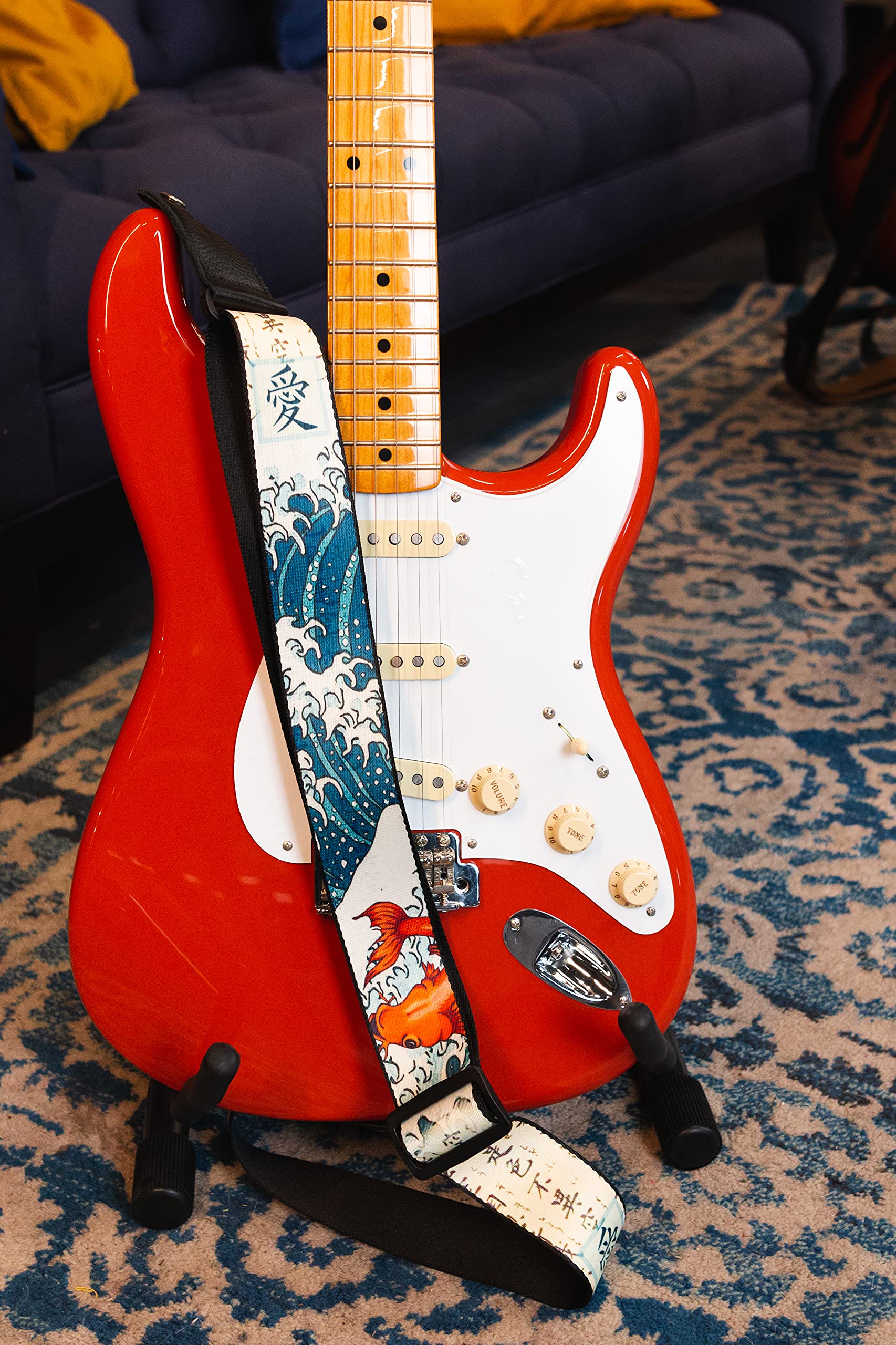 Levy's Leathers 2" Wide Polyester Guitar Strap Animal Koi Fish Wave - Image 5