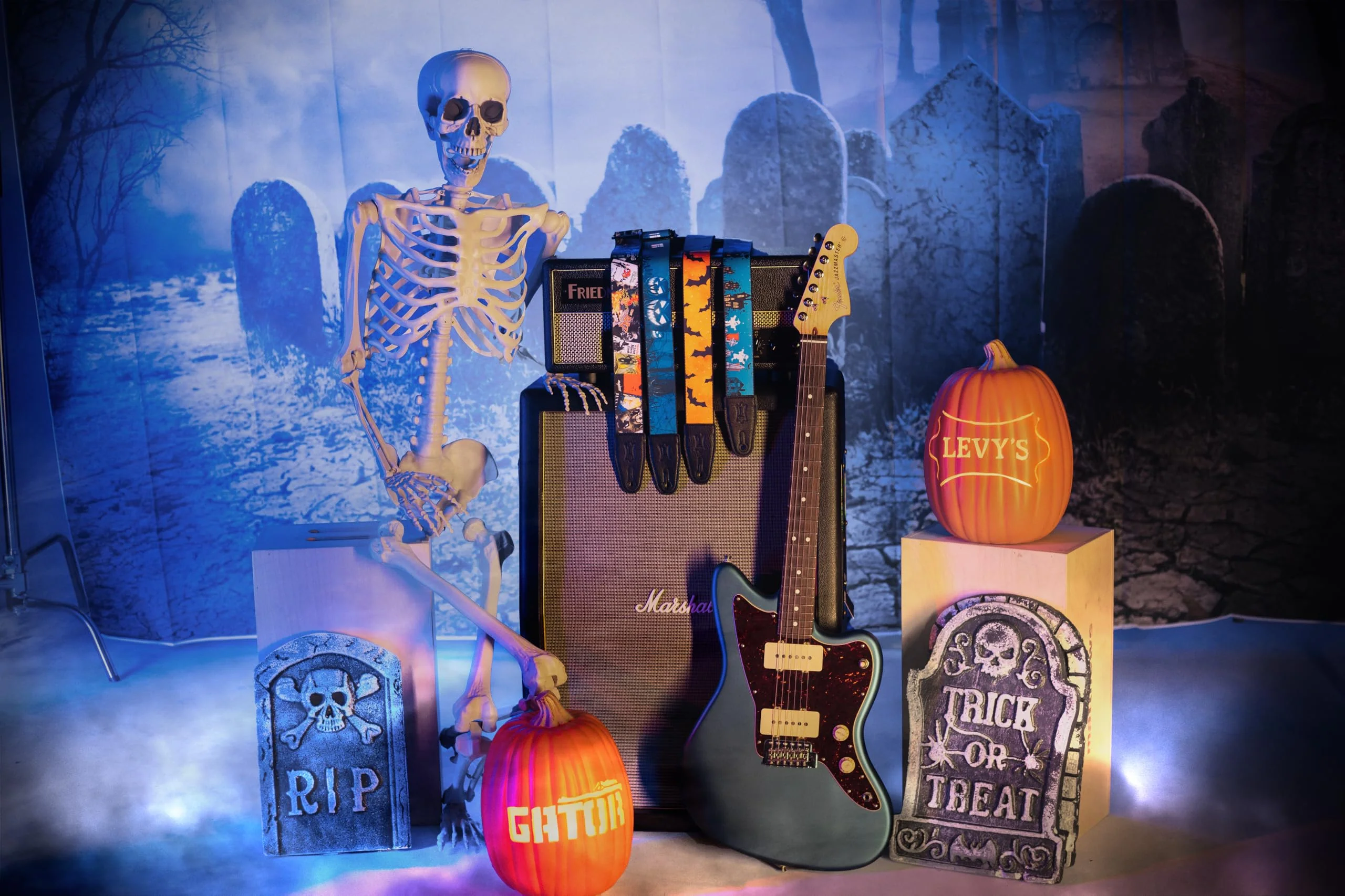 Levy's Leathers Halloween Guitar Strap 2" Wide Polyester with Tri-Glide Adjustment; Batty Witch (MP2H-003) - Image 5