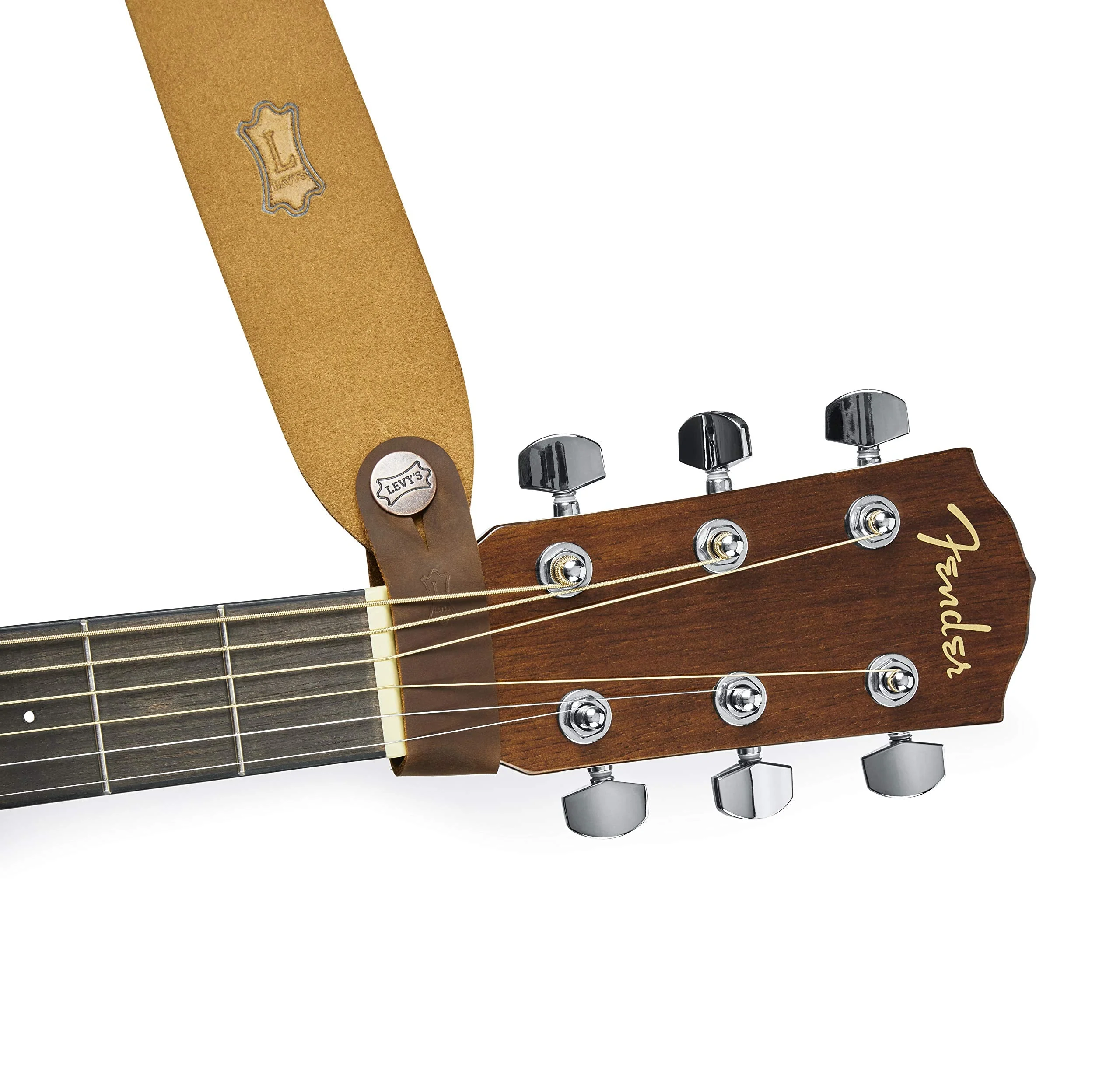 Levy's Leathers Headstock Strap Adapter for Acoustic Guitars; Brown Leather (MM18CH-BRN) - Image 4