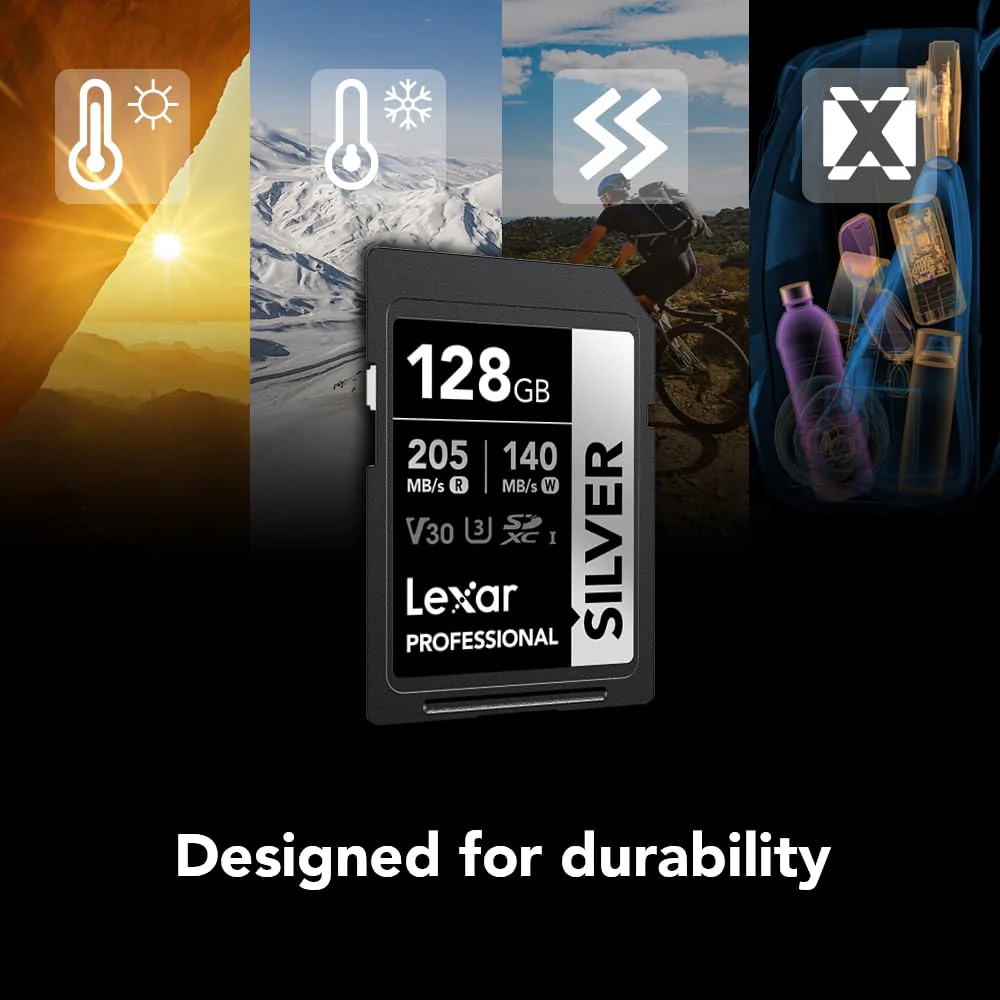 Lexar 128GB Professional Silver SDXC Memory Card, UHS-I, C10, U3, V30, 4K Video, Up to 205/140 MB/s Read/Write, for Professional Photographer, Videographer, Enthusiast (LSDSILV128G-BNNNU) - Image 5
