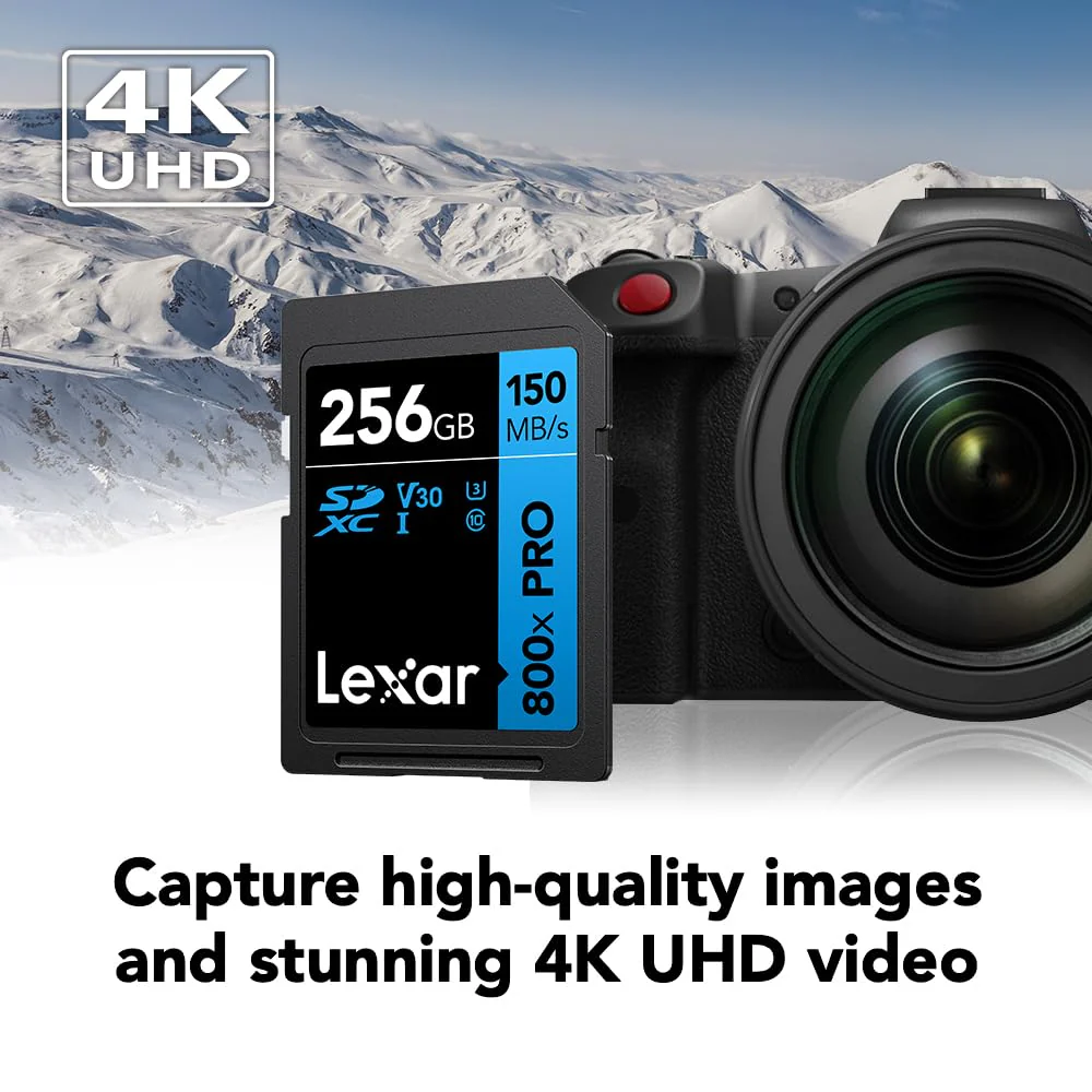 Lexar 256GB High-Performance 800x PRO SDXC UHS-I Memory Card, C10, U3, V30, 4K UHD Video, Up to 150MB/s Read, for Point-and-Shoot & Mid-Range DSLR Cameras, HD Camcorders (LSD0800P256G-BNNNU) Single - Image 3