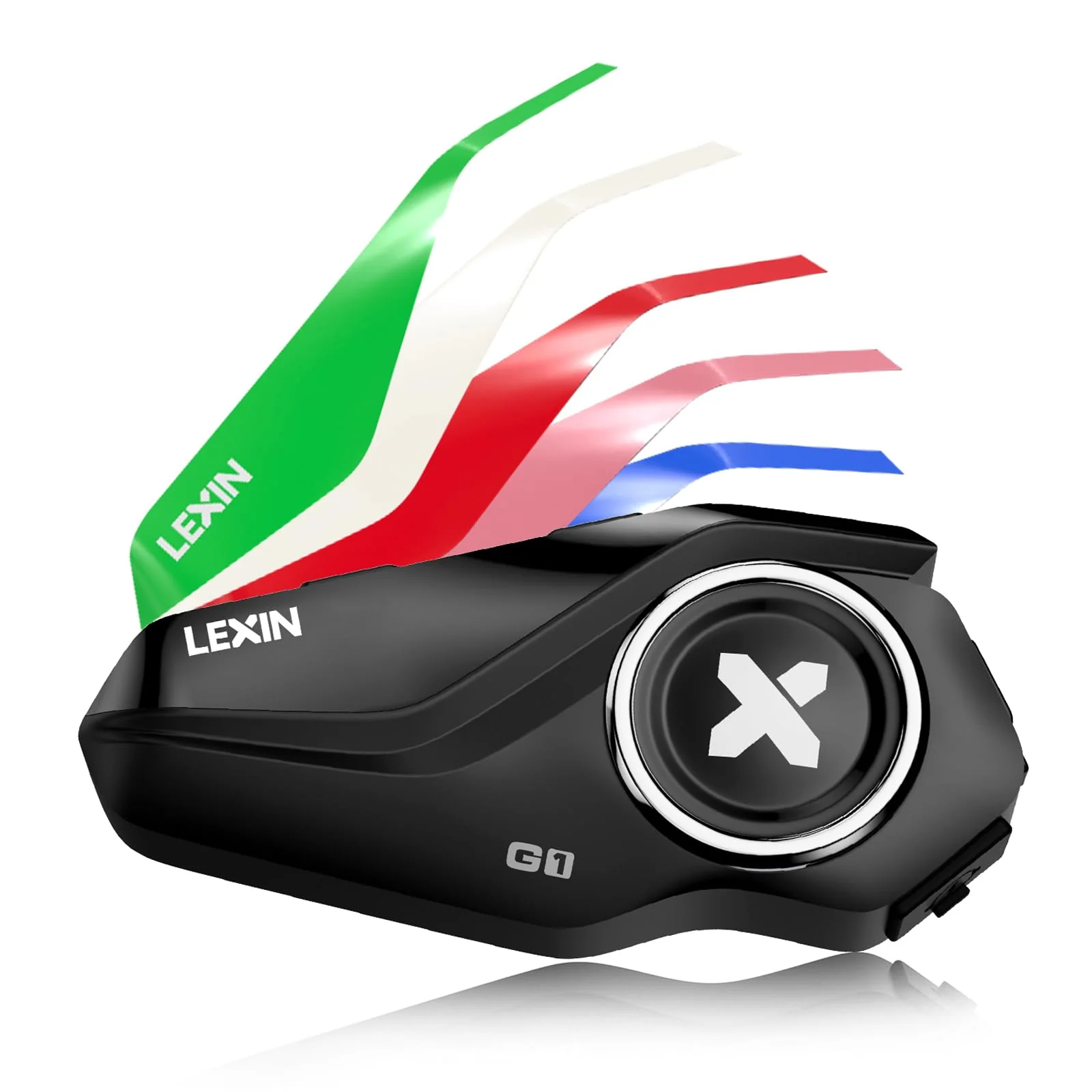 LEXIN G1 Motorcycle Bluetooth Headset, Waterproof Helmet Headphones with 2 Types Microphones, Hands-Free Call/Music/GPS, 6 Shells/USB-C Fast Charging/Noise Cancelling, Compatible with ATVs/Dirt Bike
